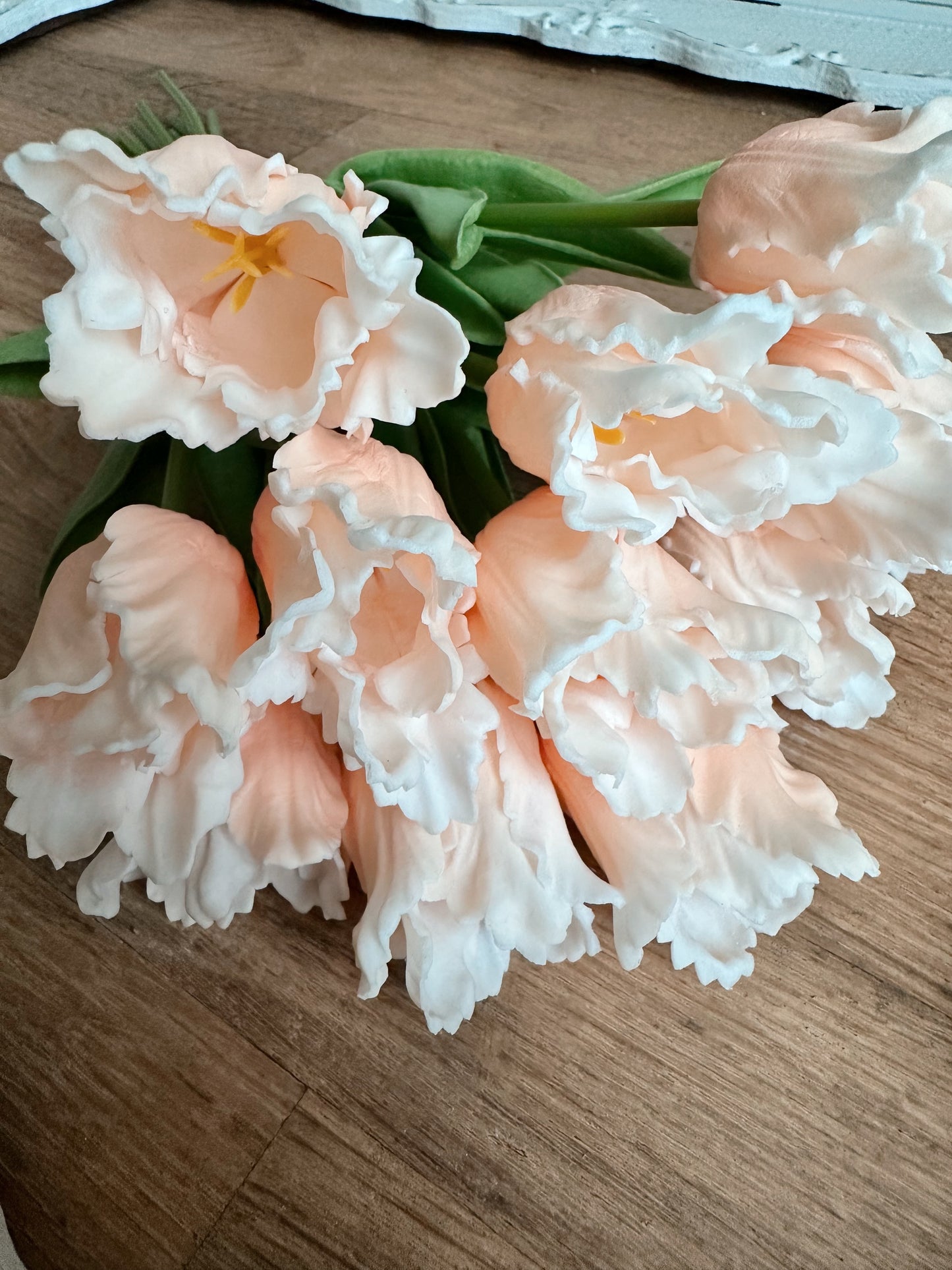 Real Touch Parrot Tulips, Light Peach