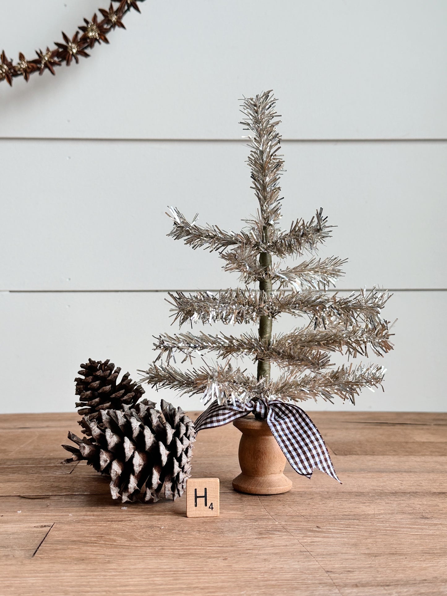 Vintage Wood Spool Tinsel Tree