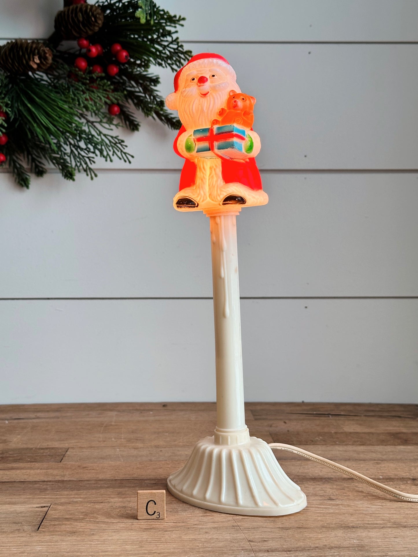 Rare Vintage Electric Santa Blow Mold Window Candle