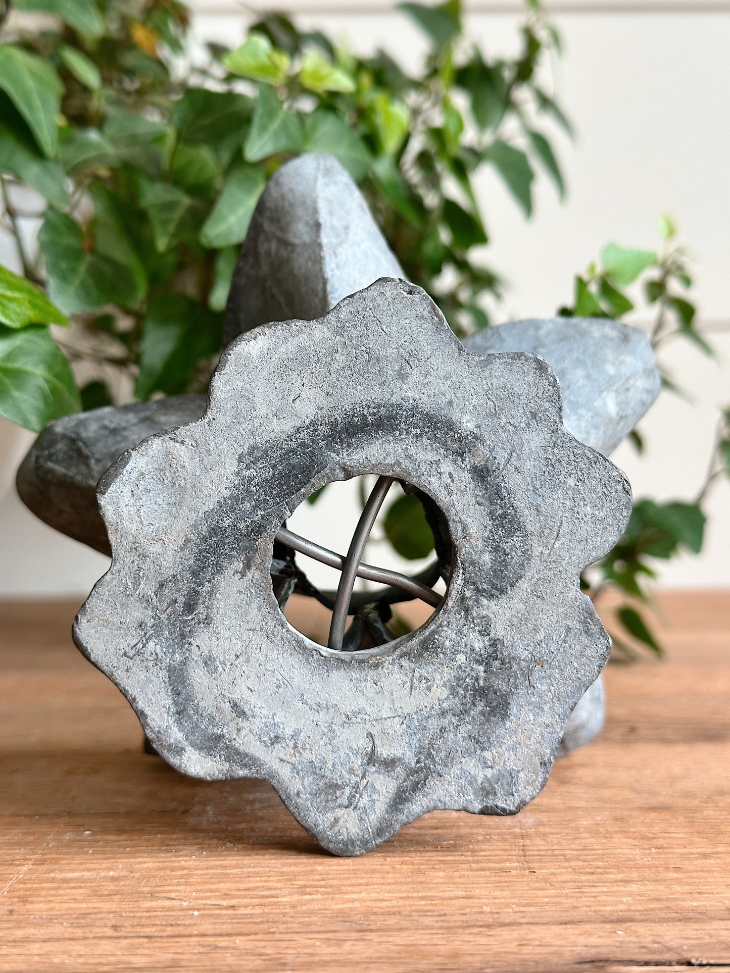 Rare Antique Lead Flower Shaped Flower Frog
