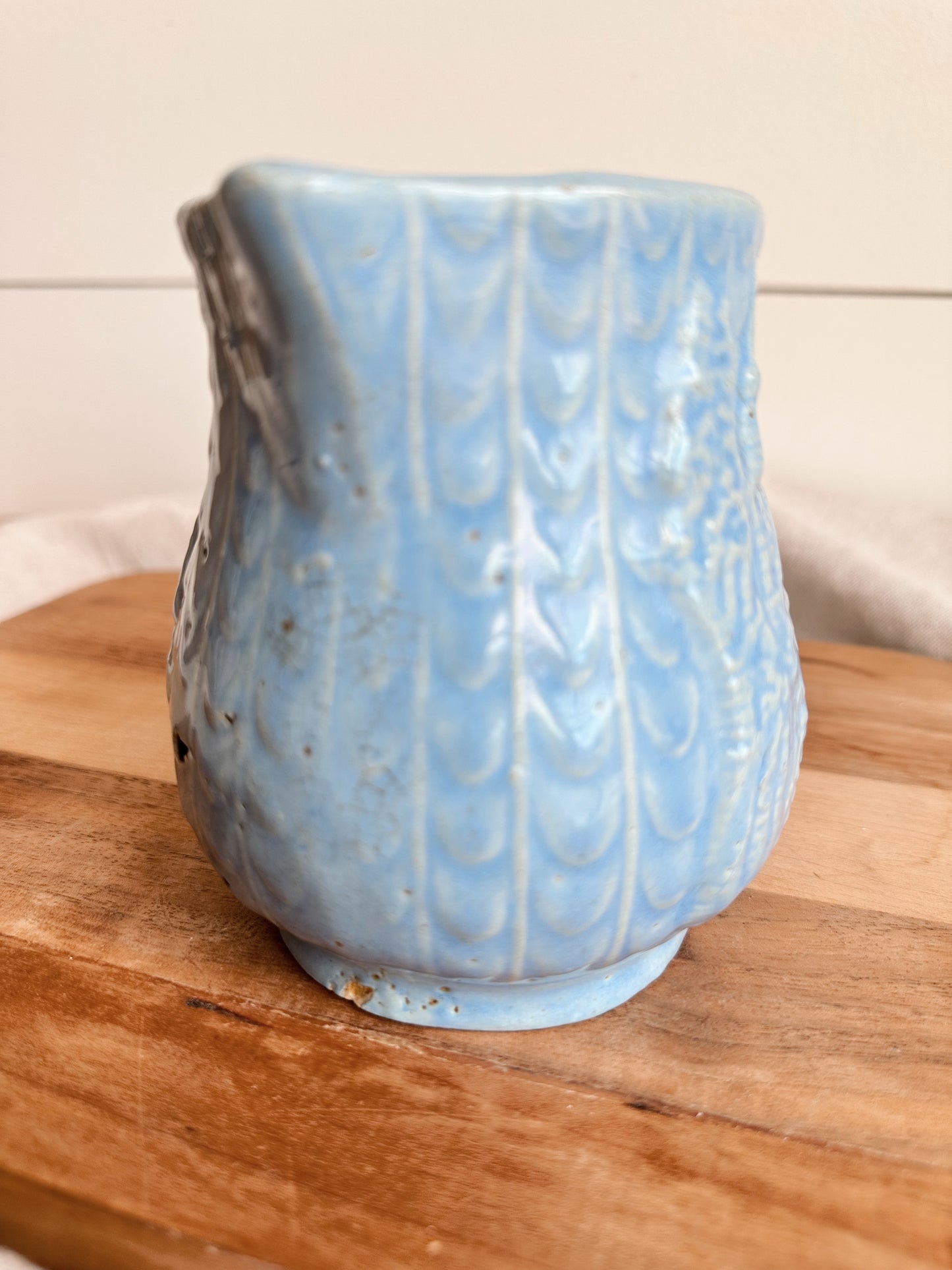 Vintage Castle Monestary Fish Scale Stoneware Creamer