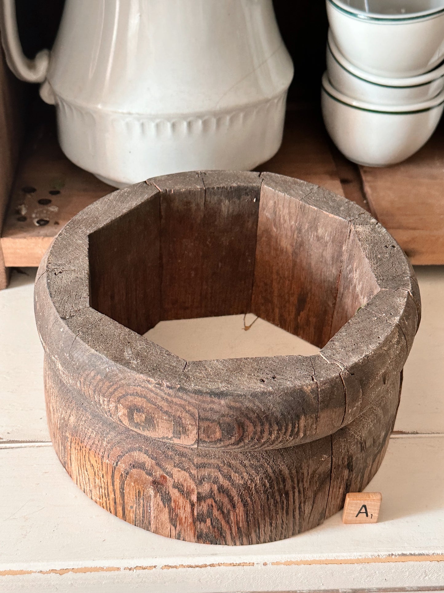 Salvaged Wood Riser, Plant Collar