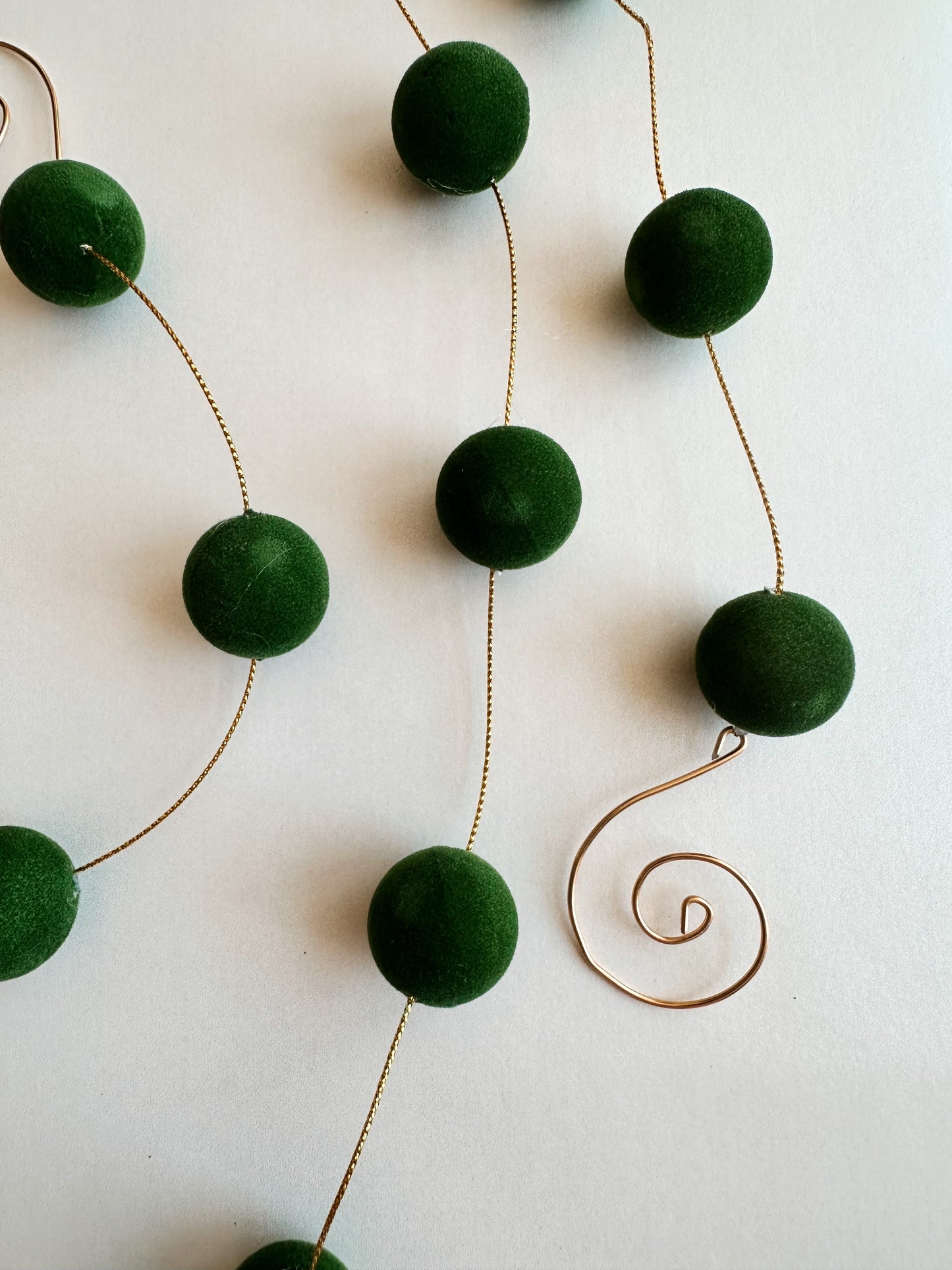 Green Flocked Velvet Ball Garland