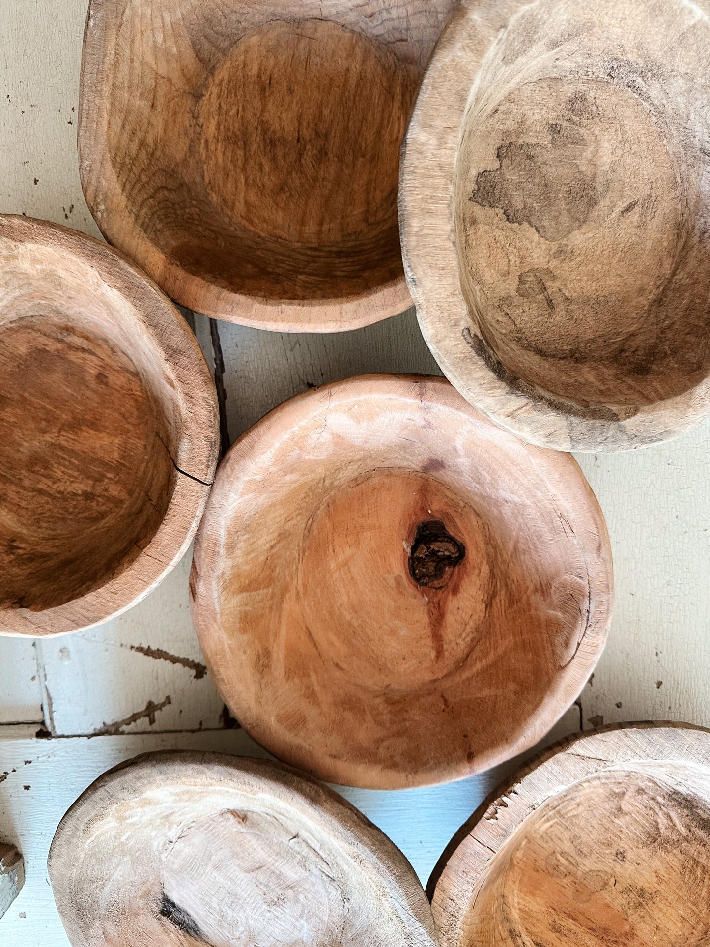 Set of Two Hand Carved Wood Bowls