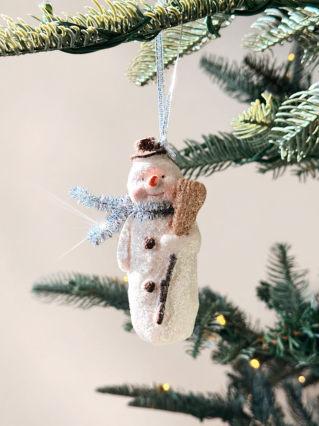Set of Two Sparkling Snowman Ornaments