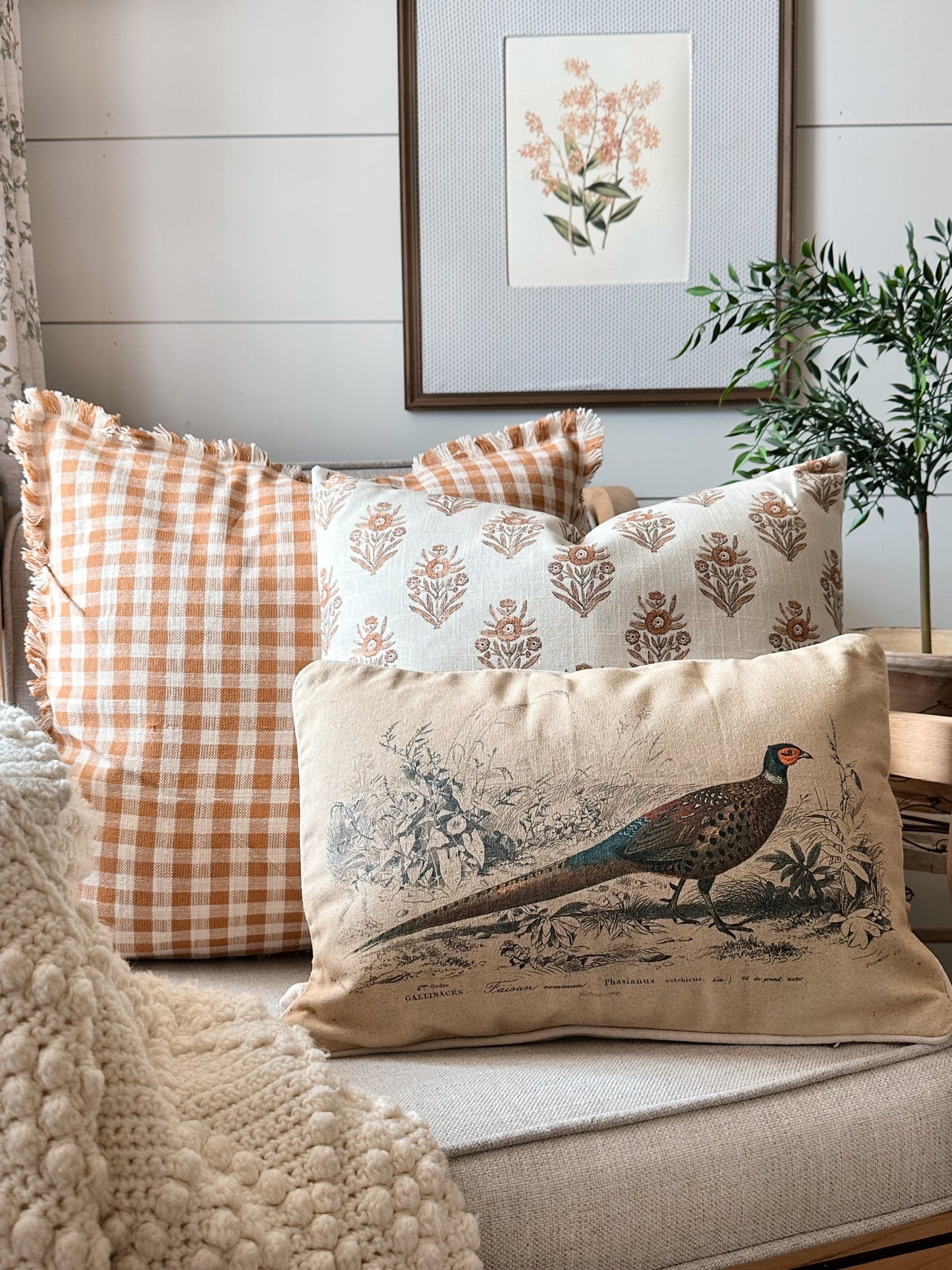 Pumpkin & Cream Block Print Pillow
