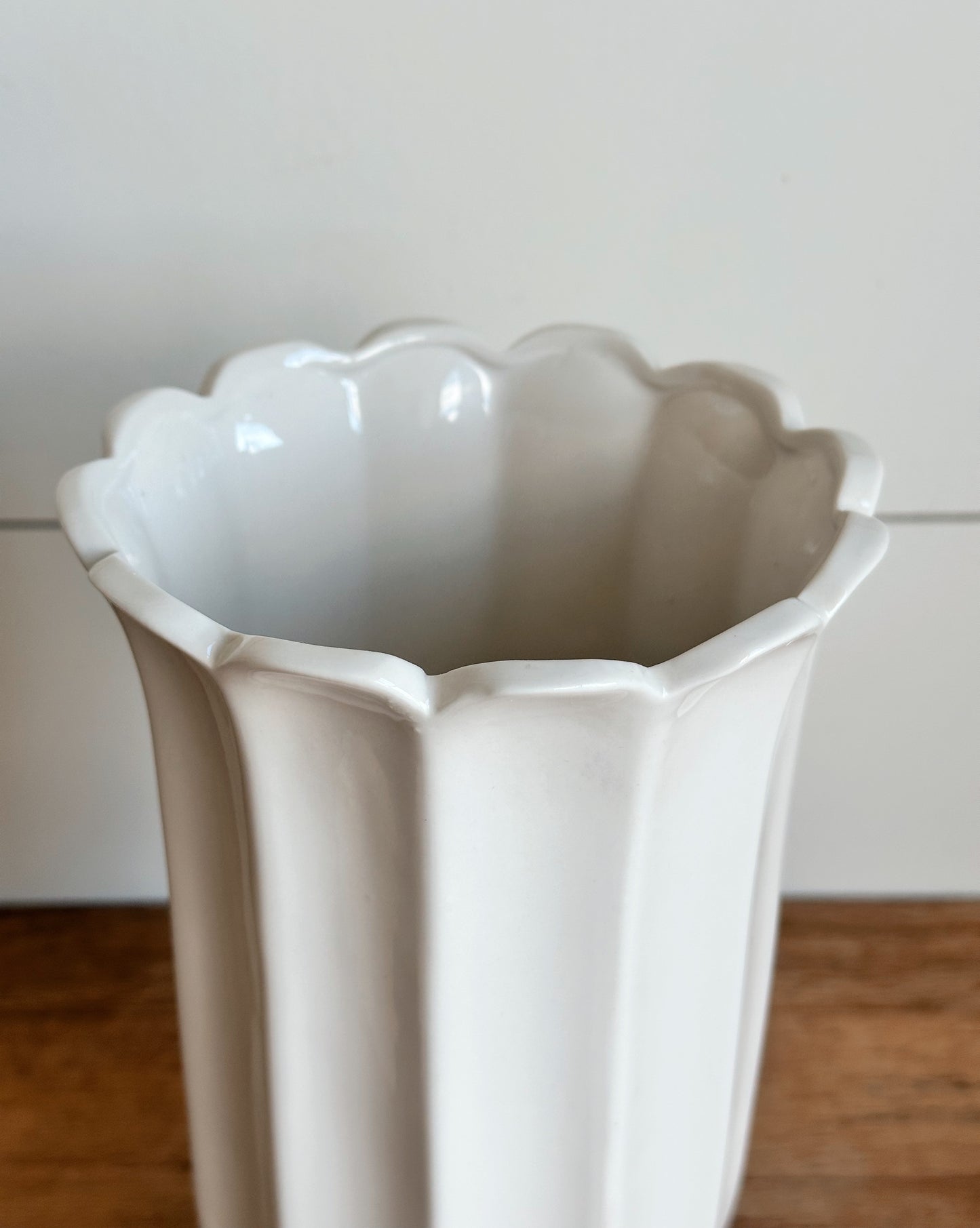 White Scalloped Vase