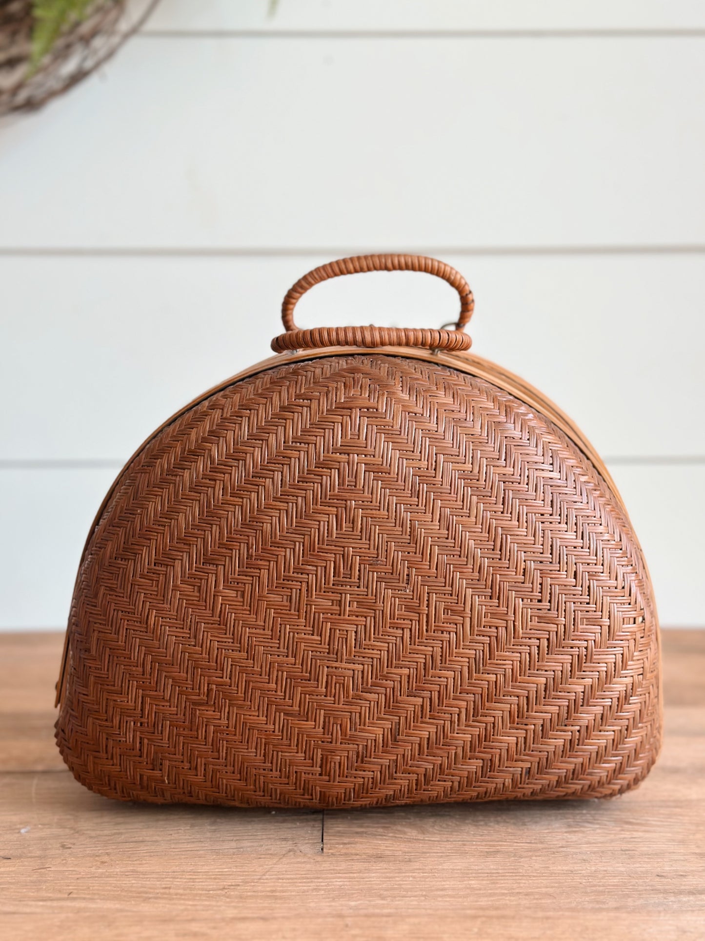 Set of Three Vintage Nesting Rattan & Bamboo Baskets