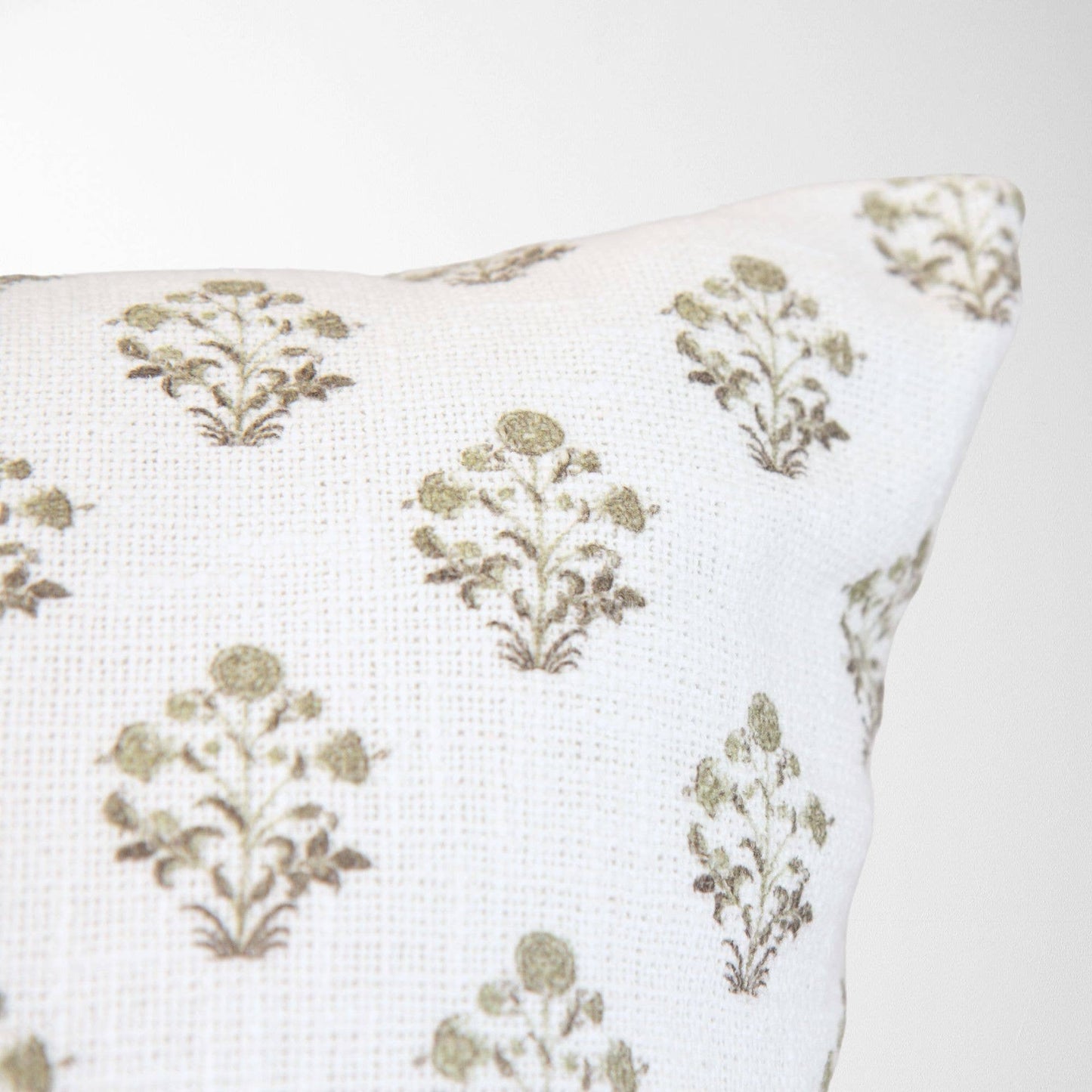 Isabella Floral Block Print Pillow Cover in Sage