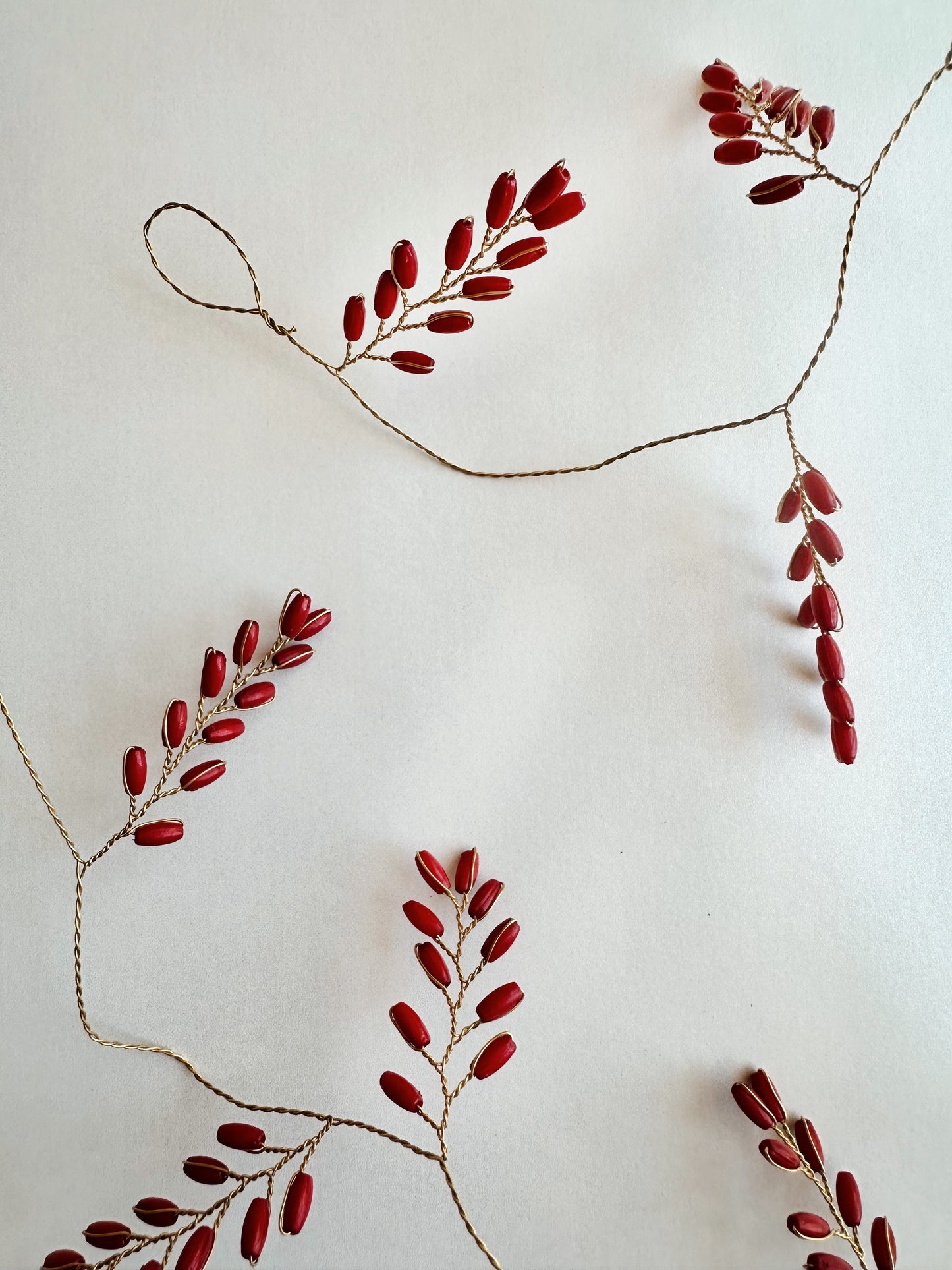 Red Beaded Leaf Garland