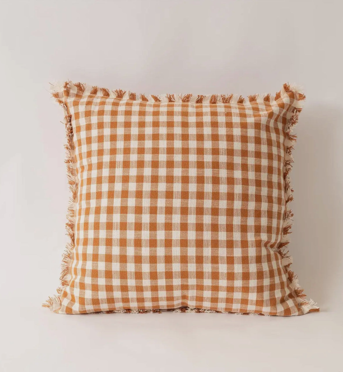 Pumpkin & Cream Gingham Pillow