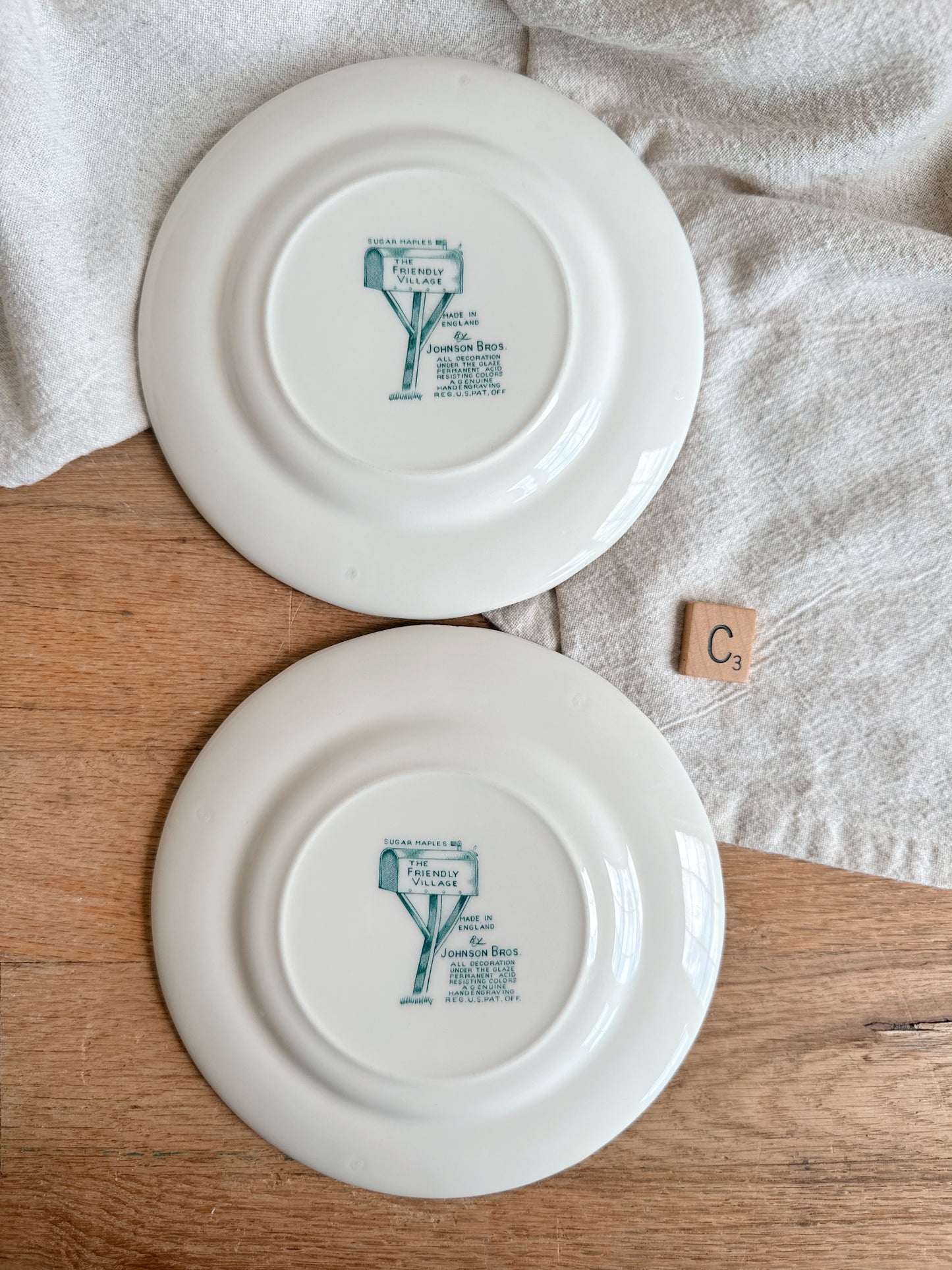 Pair of Johnson Brothers Transferware Dessert Plates