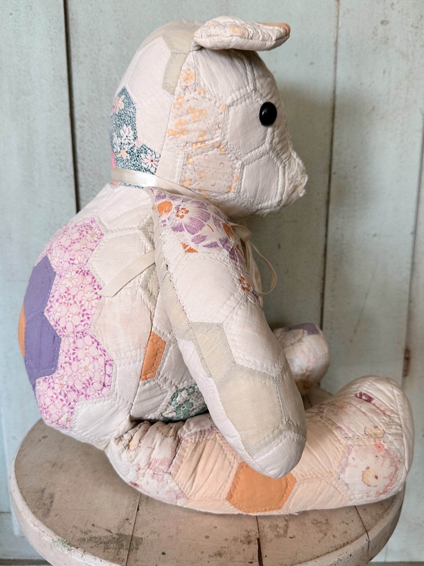 Handmade Vintage Quilt Teddy Bear