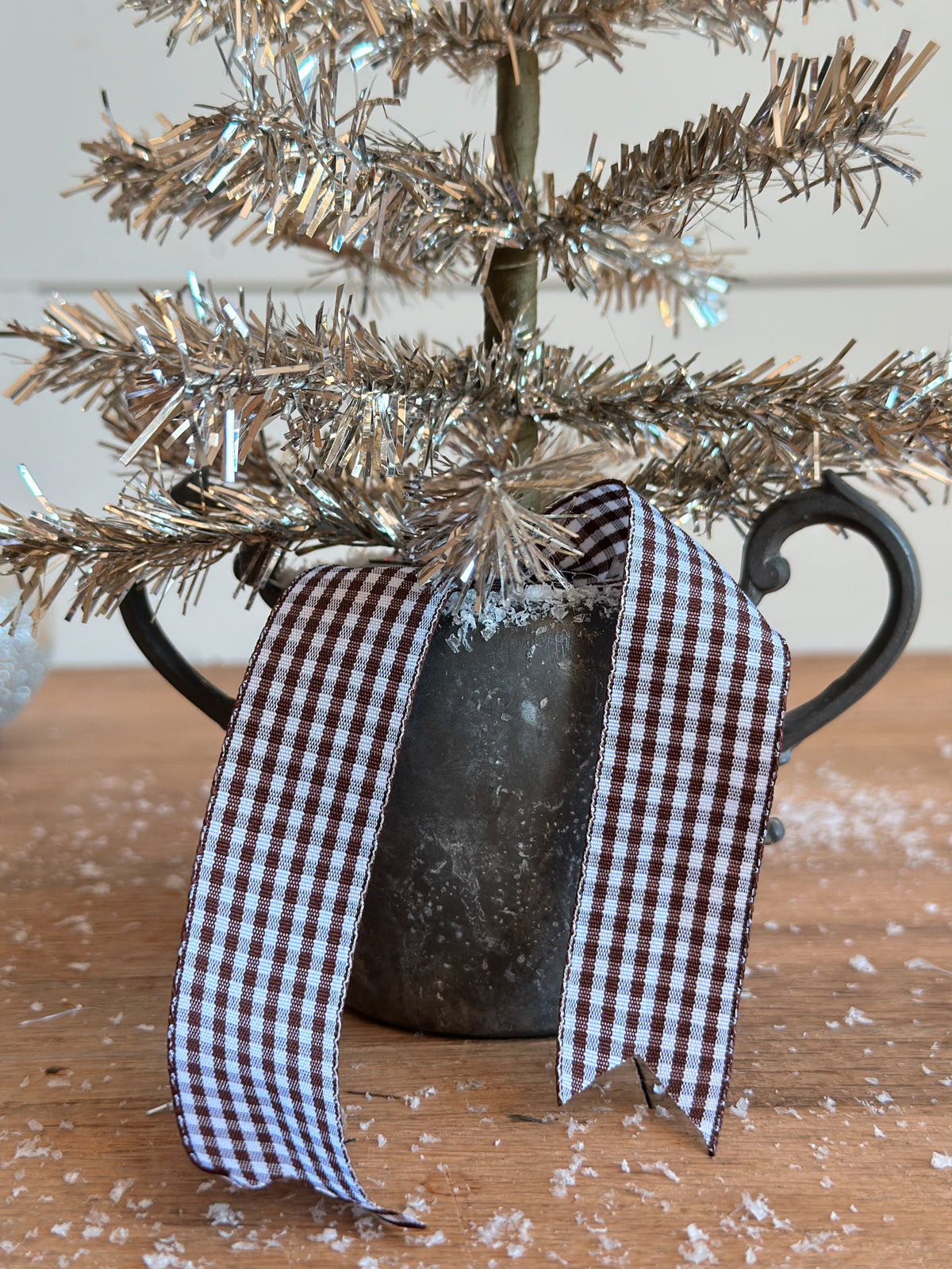 Vintage Pewter Sugar Pot Tinsel Tree