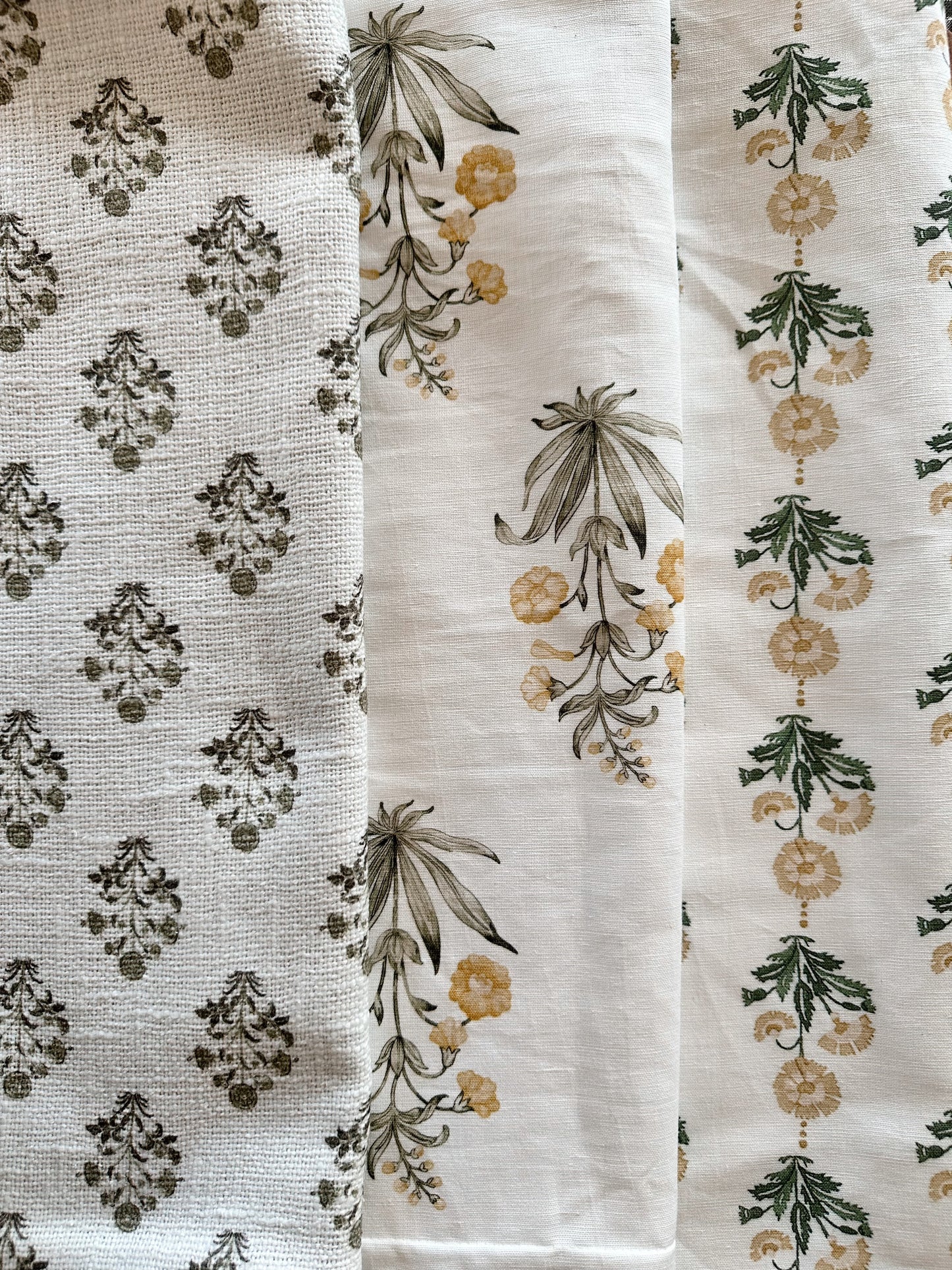 Isabella Floral Block Print Pillow Cover in Sage