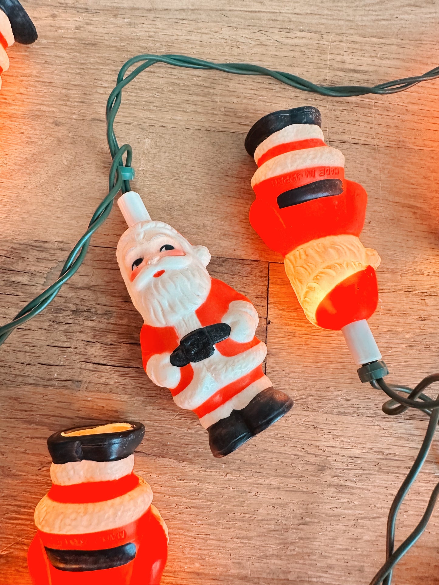 Vintage Blow Mold Santa String Lights