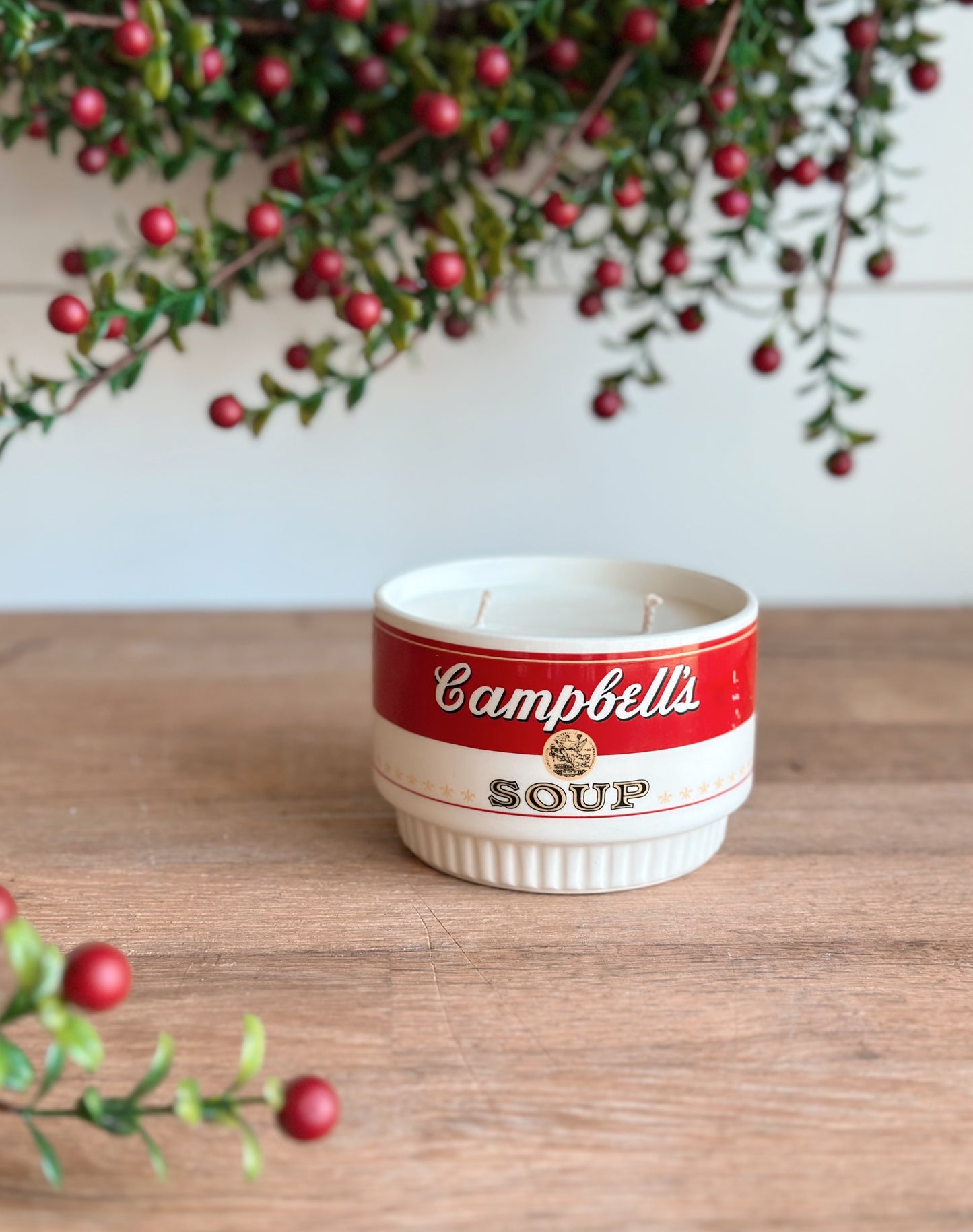 Cozy Christmas Vintage Vessel Candle, Campbell’s Soup Bowl