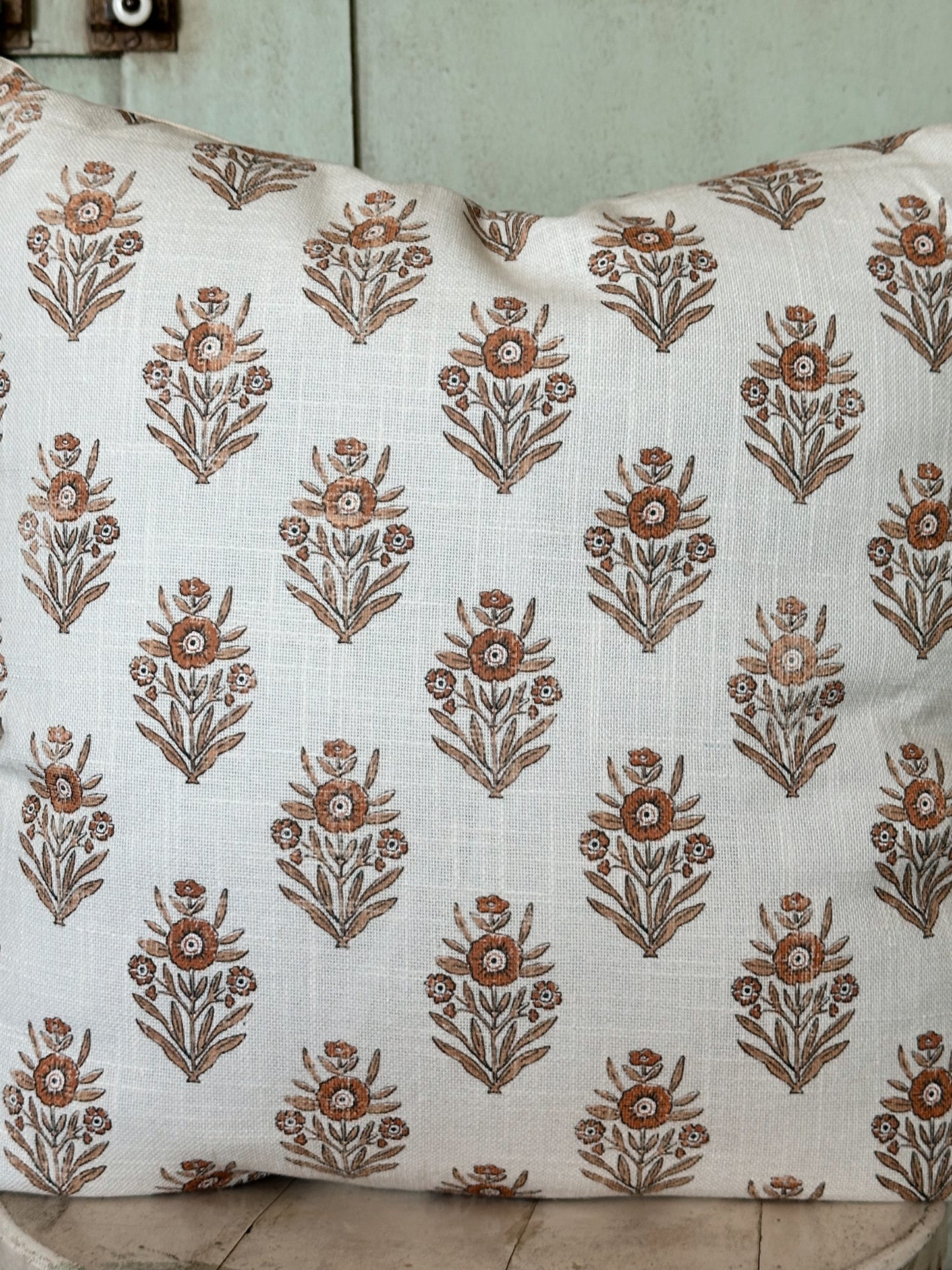 Pumpkin & Cream Block Print Pillow