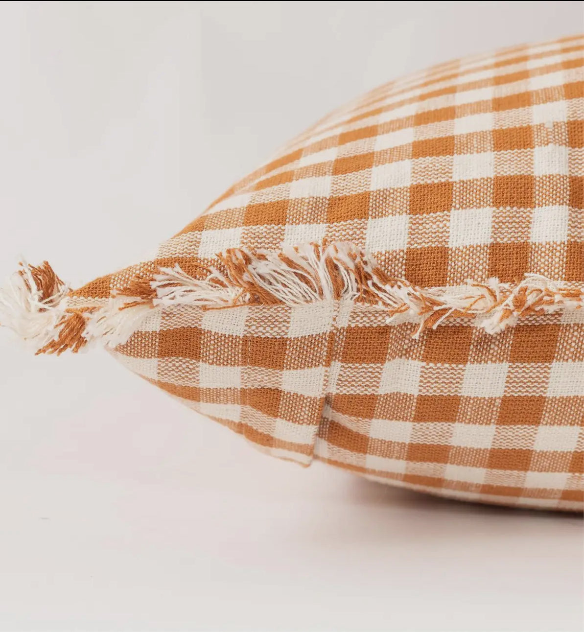 Pumpkin & Cream Gingham Pillow