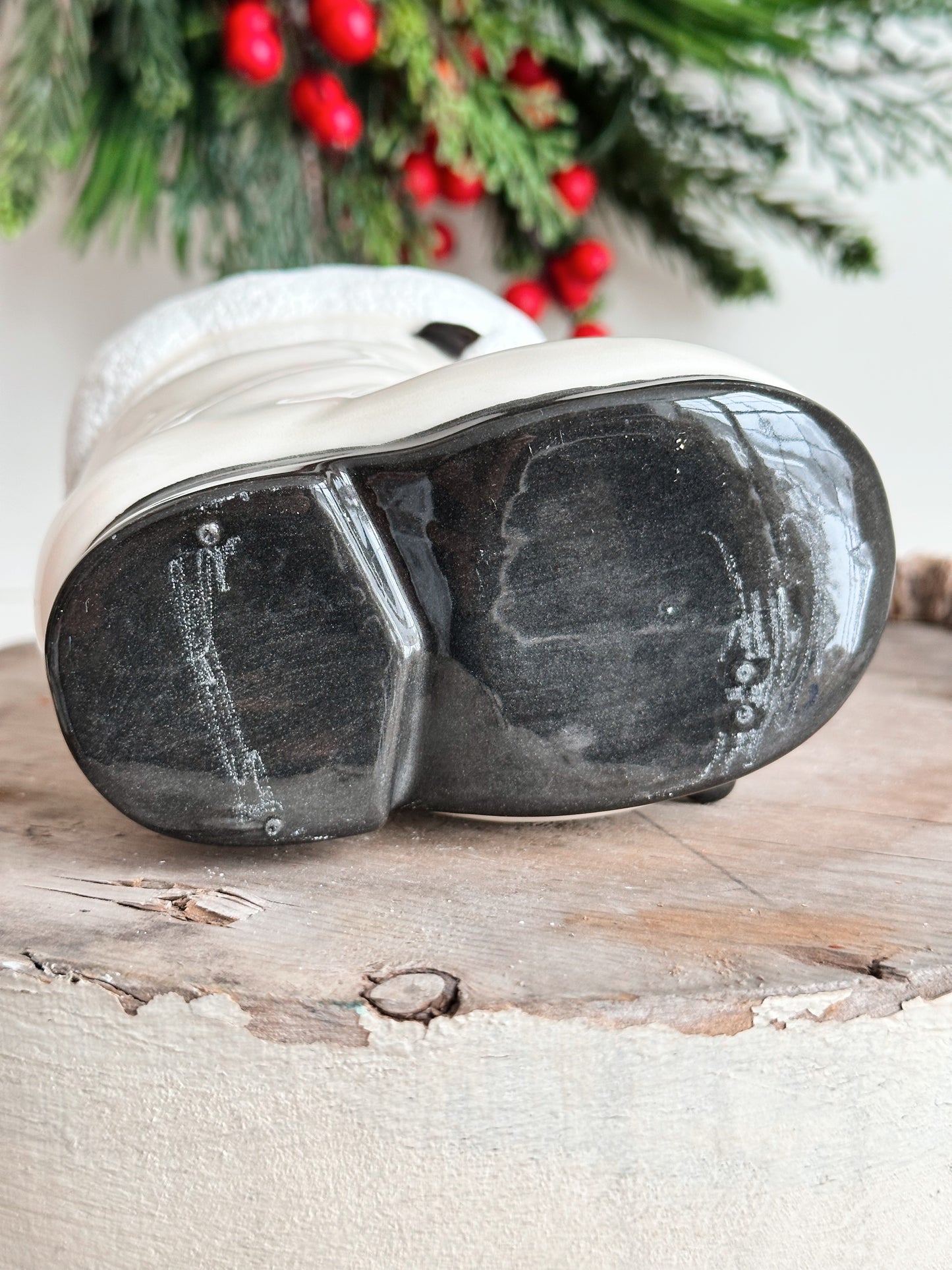 Vintage Boot with Hugging Santa