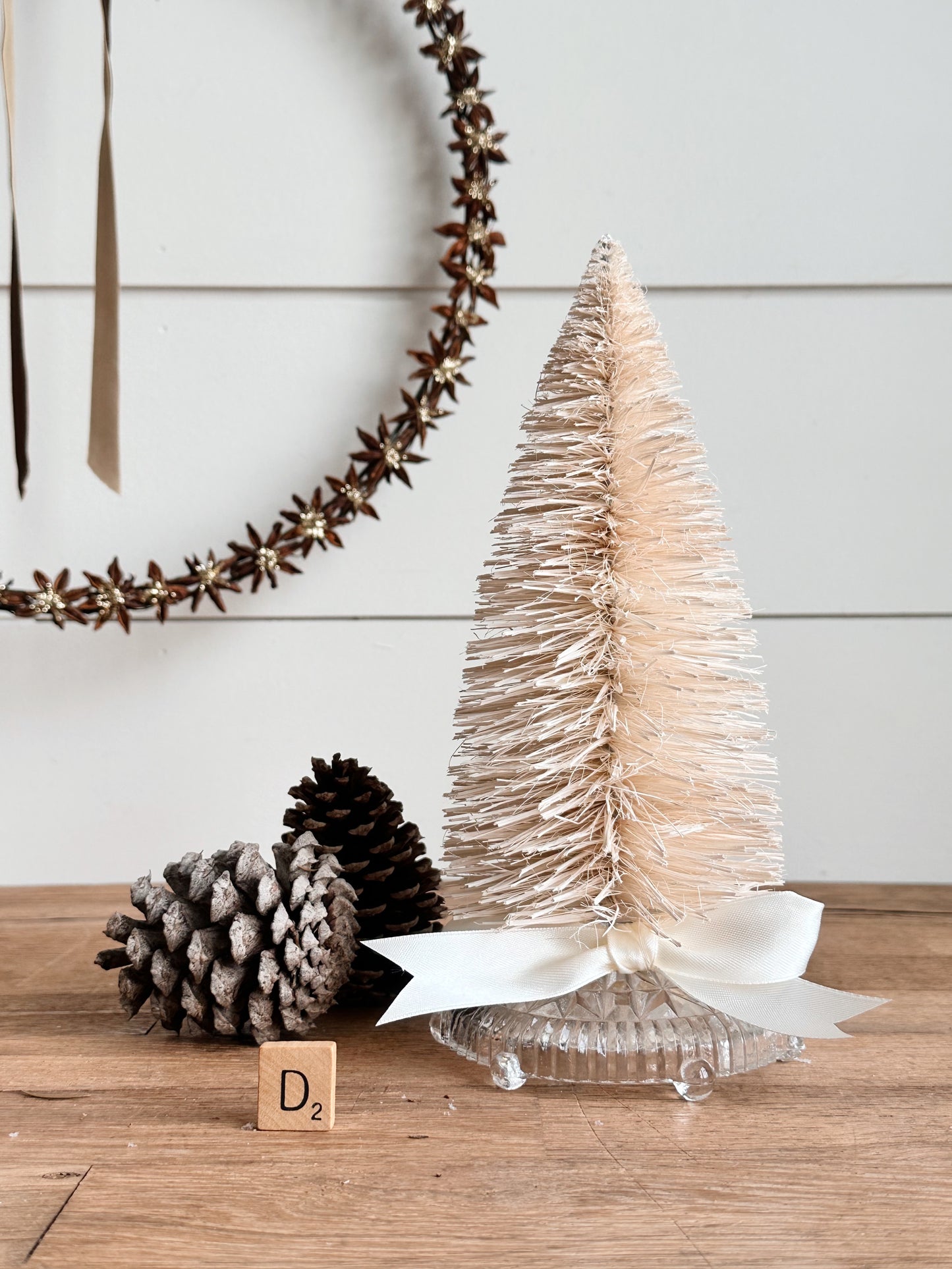 Vintage Glass Bottom Bottlebrush Tree