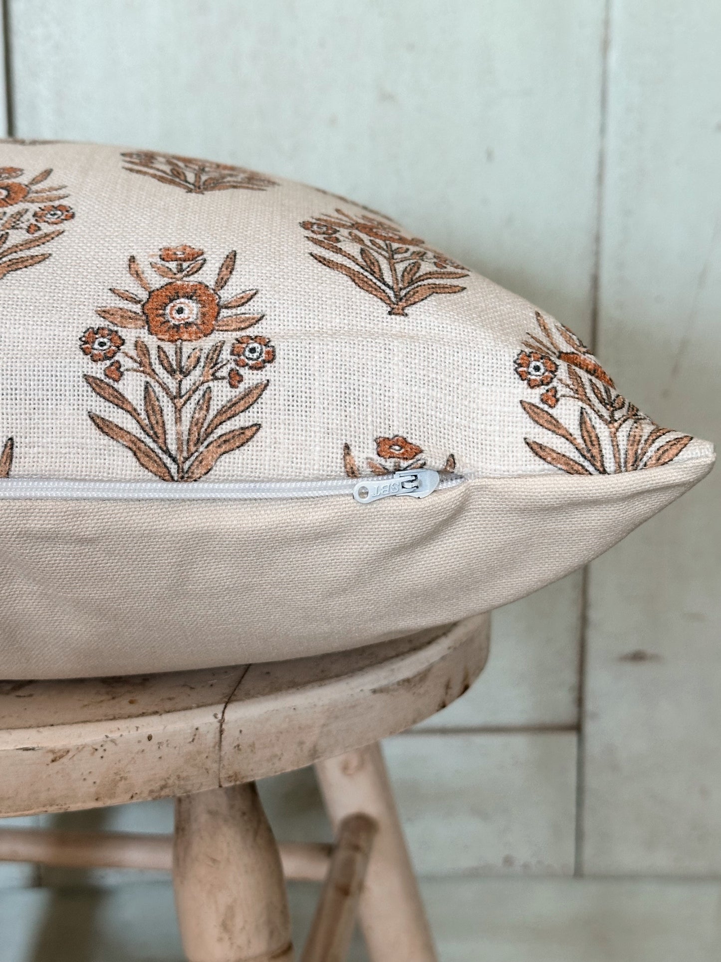 Pumpkin & Cream Block Print Pillow