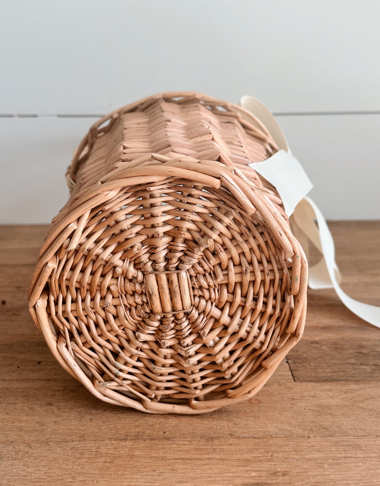 Natural Willow Flower Basket with Bow