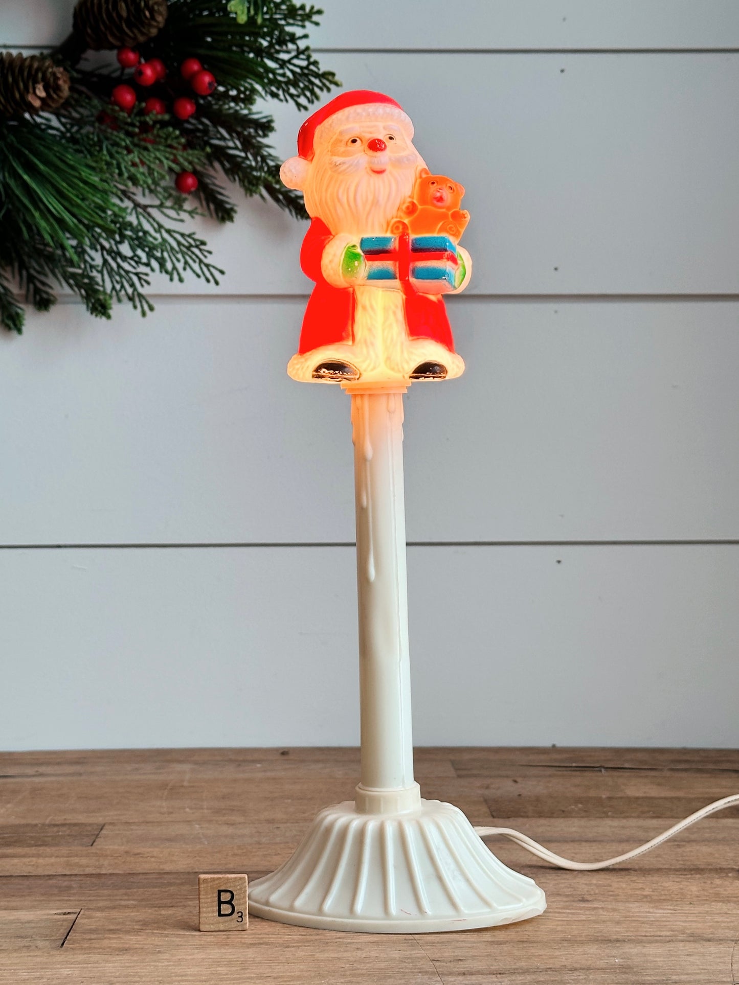 Rare Vintage Electric Santa Blow Mold Window Candle