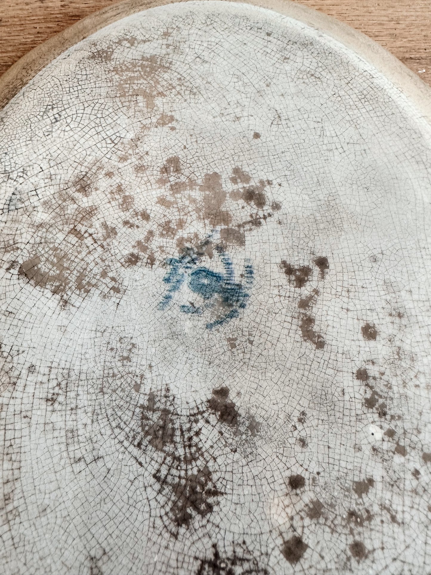 Beautifully Stained Blue & White Transferware Ironstone Platter