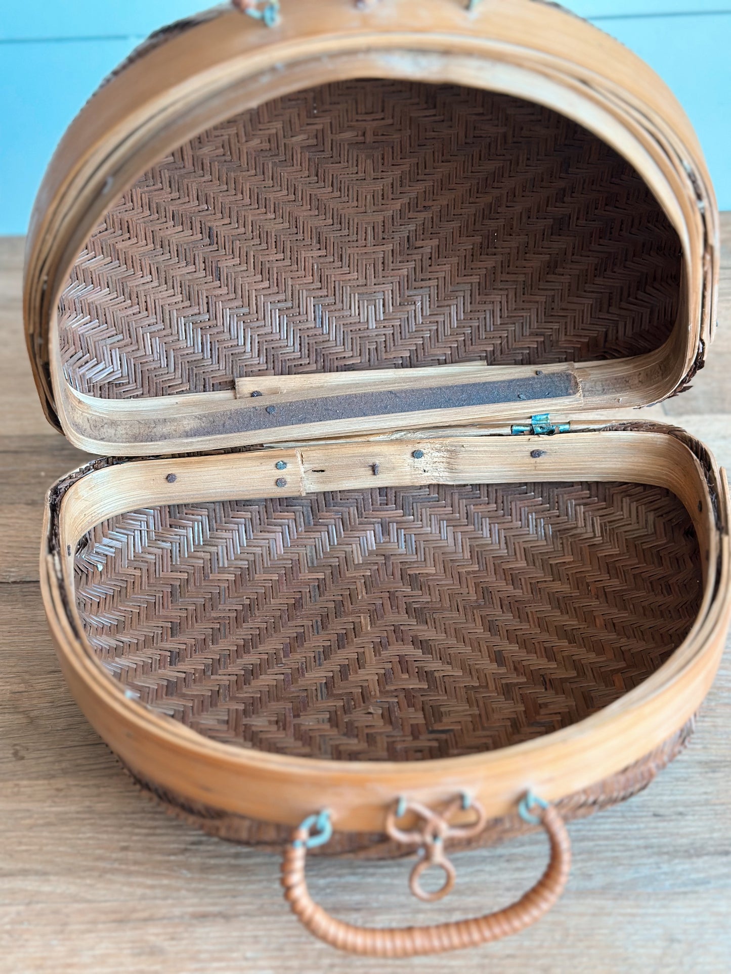 Set of Three Vintage Nesting Rattan & Bamboo Baskets