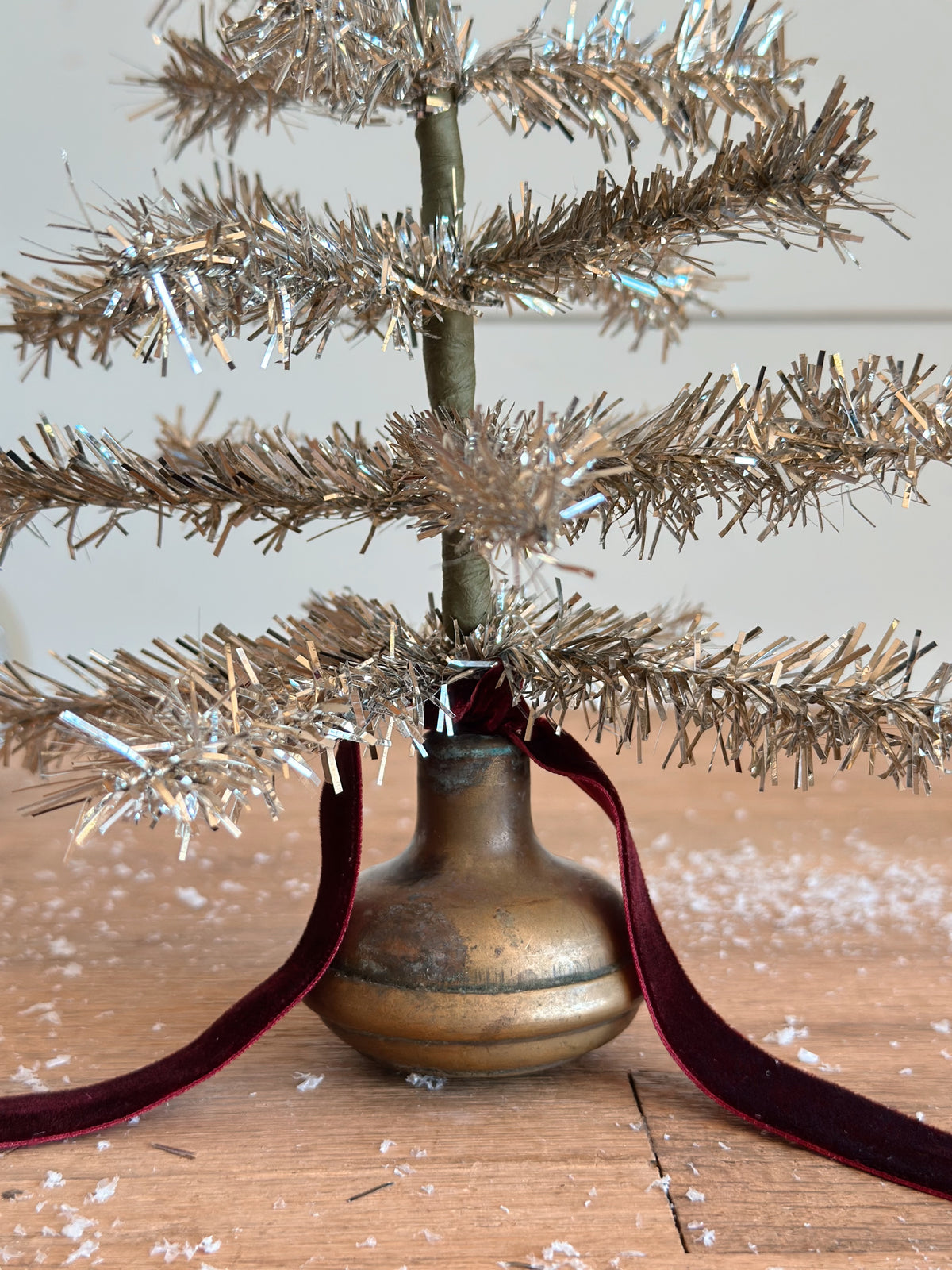Vintage Brass Knob Tinsel Tree