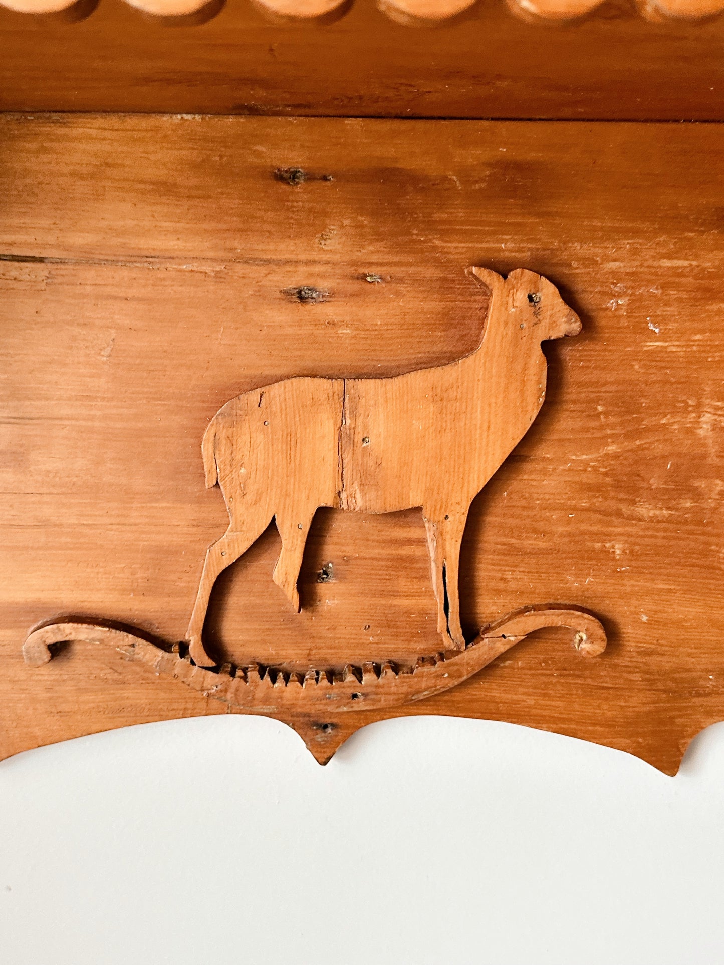 OLD Hand Carved Pine Shelf