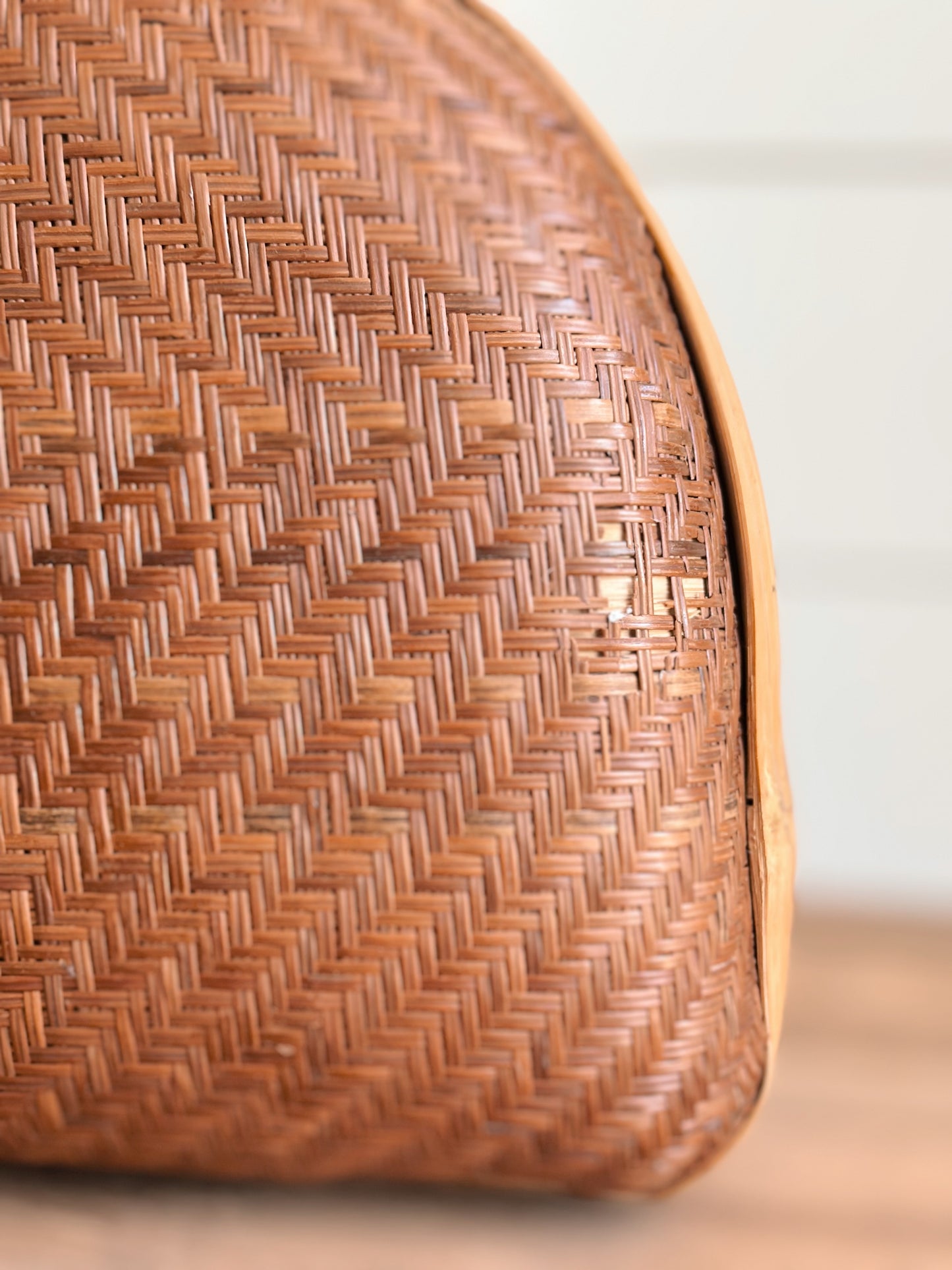 Set of Three Vintage Nesting Rattan & Bamboo Baskets