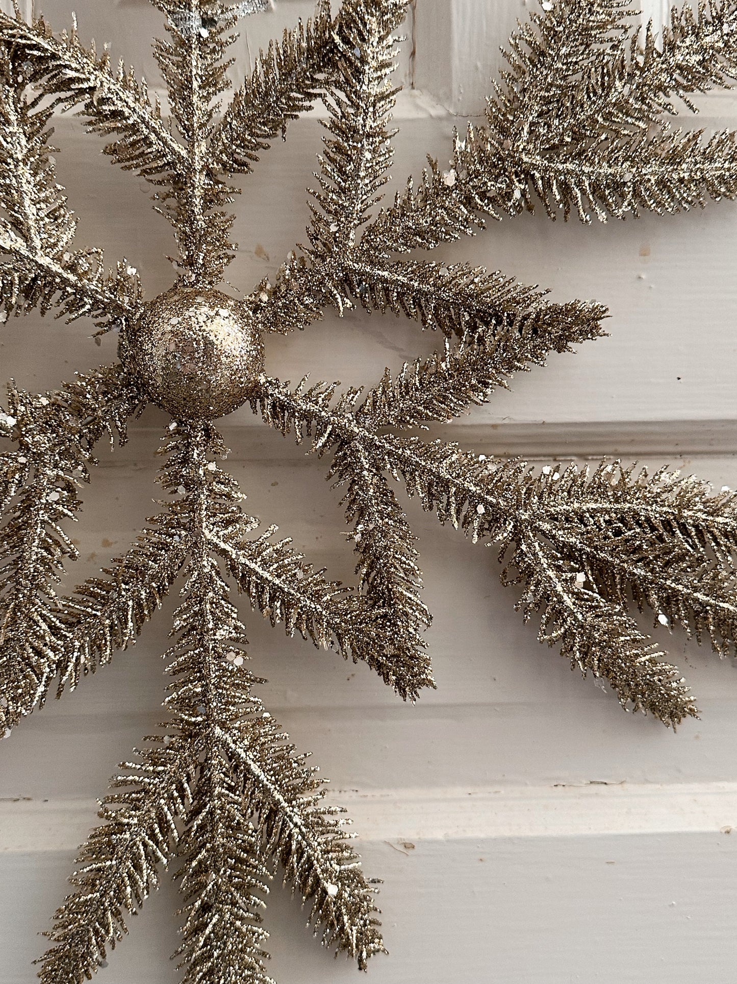 Oversized Platinum Glitter Pine Snowflakes