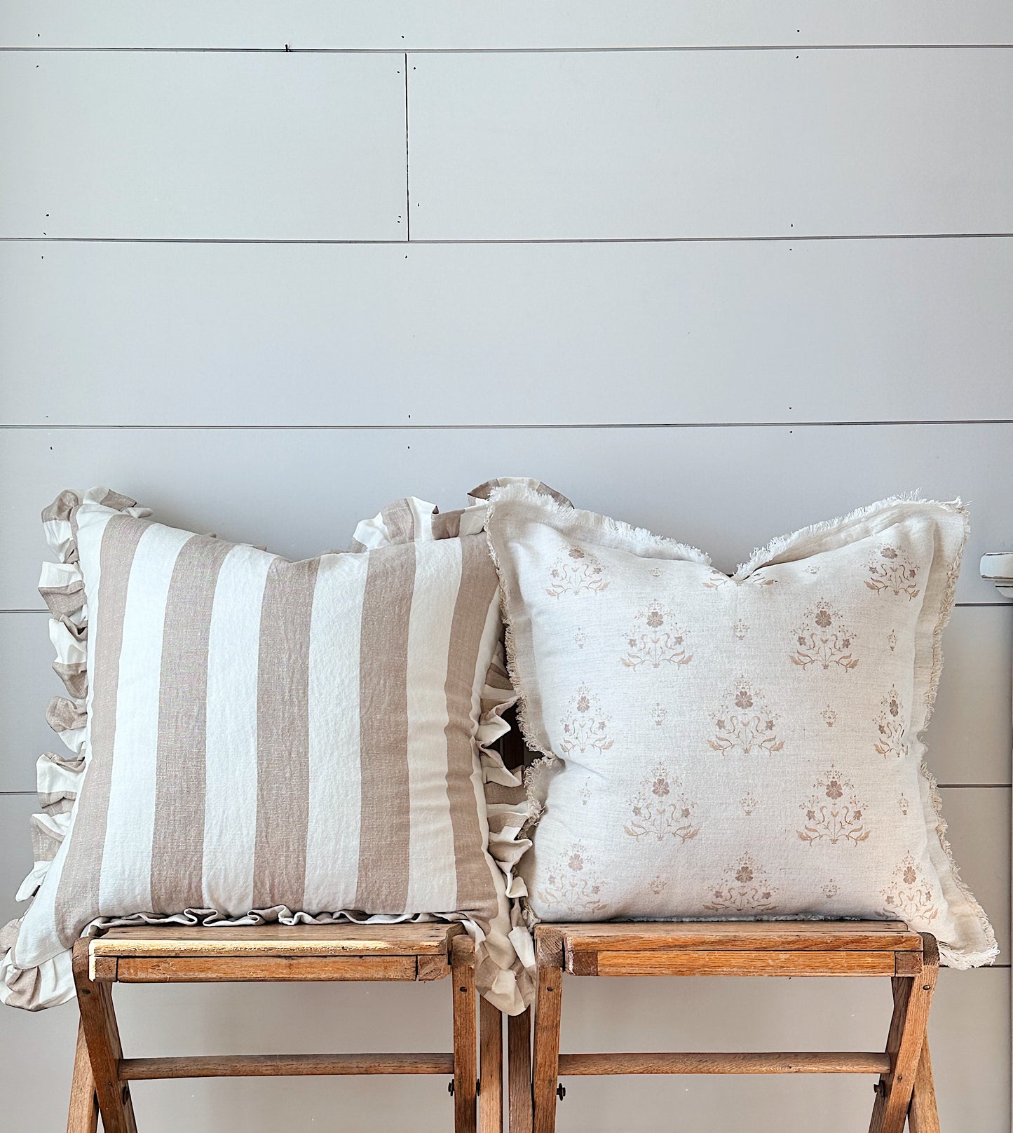 Hand Block Brown Floral Pillow Cover