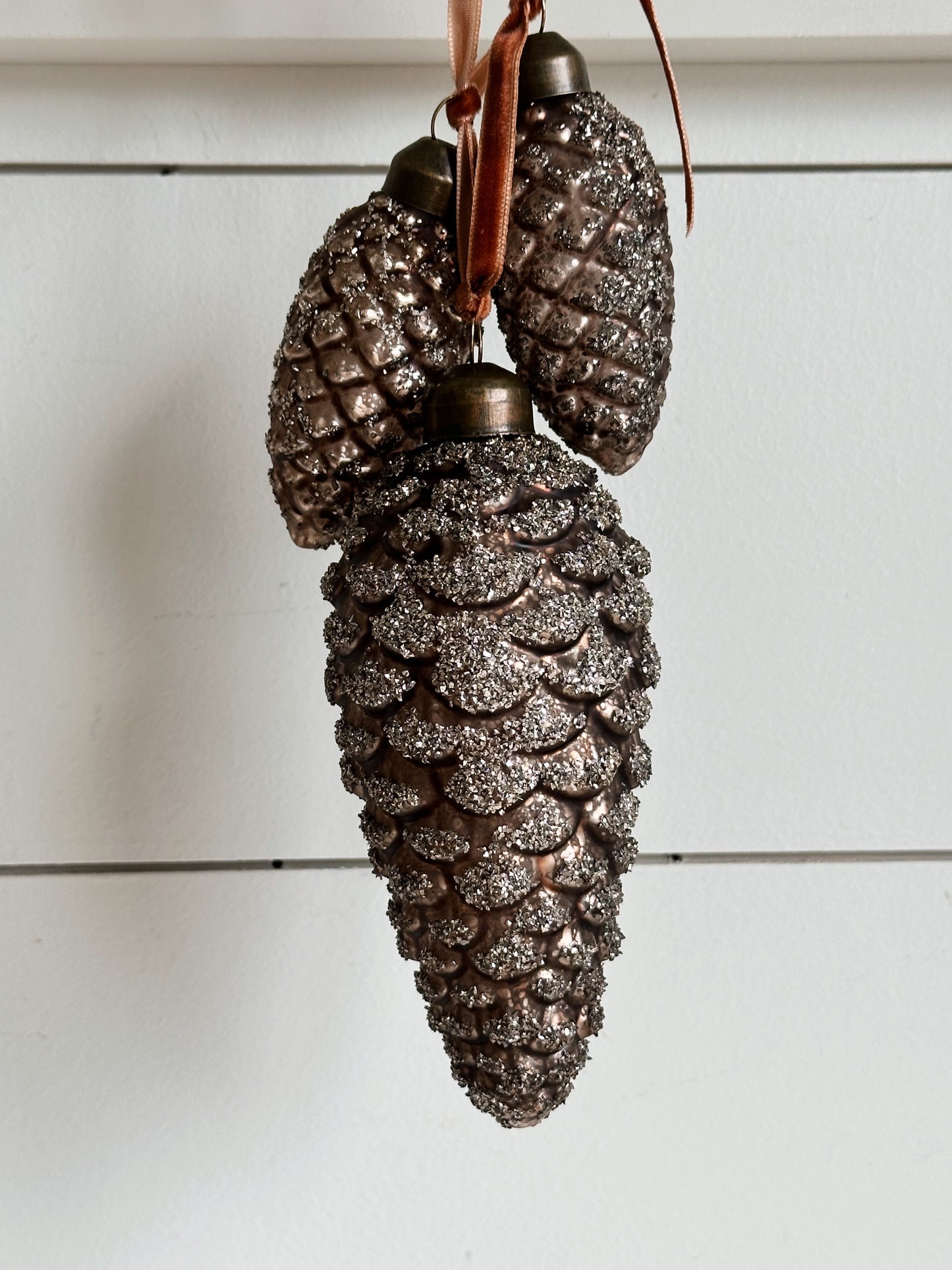 Glass Pinecone Ornament Cluster