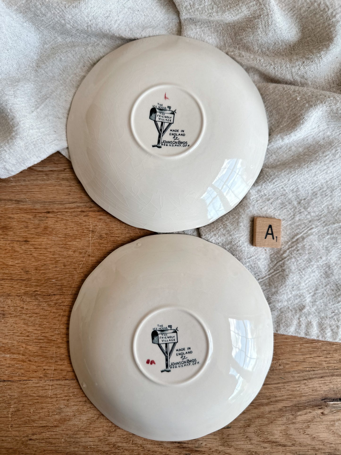 Pair of Johnson Brothers Transferware Saucers