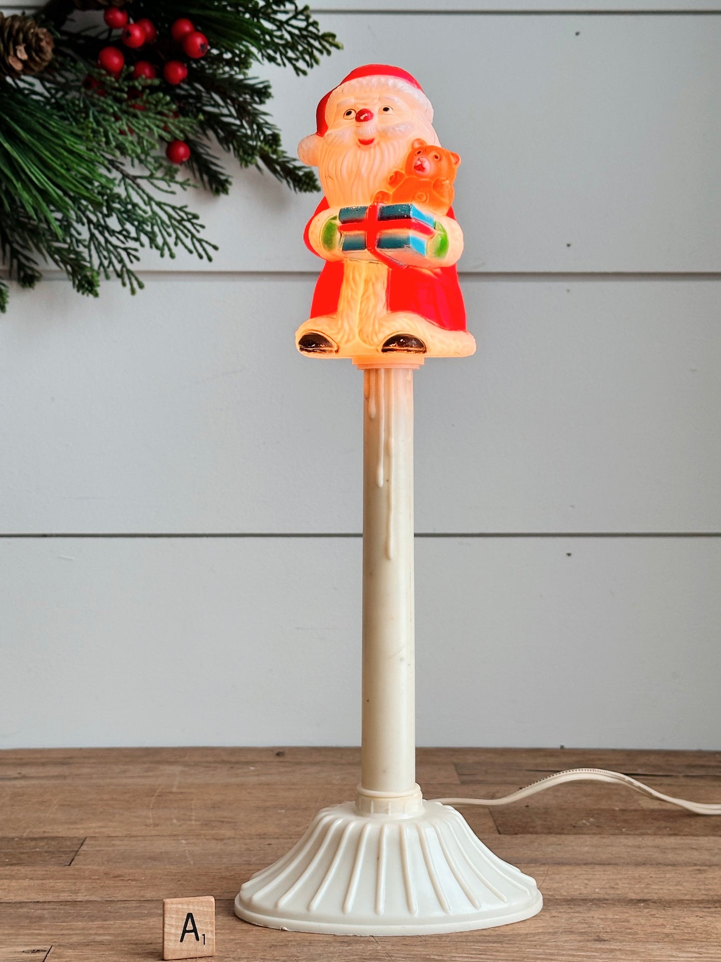 Rare Vintage Electric Santa Blow Mold Window Candle