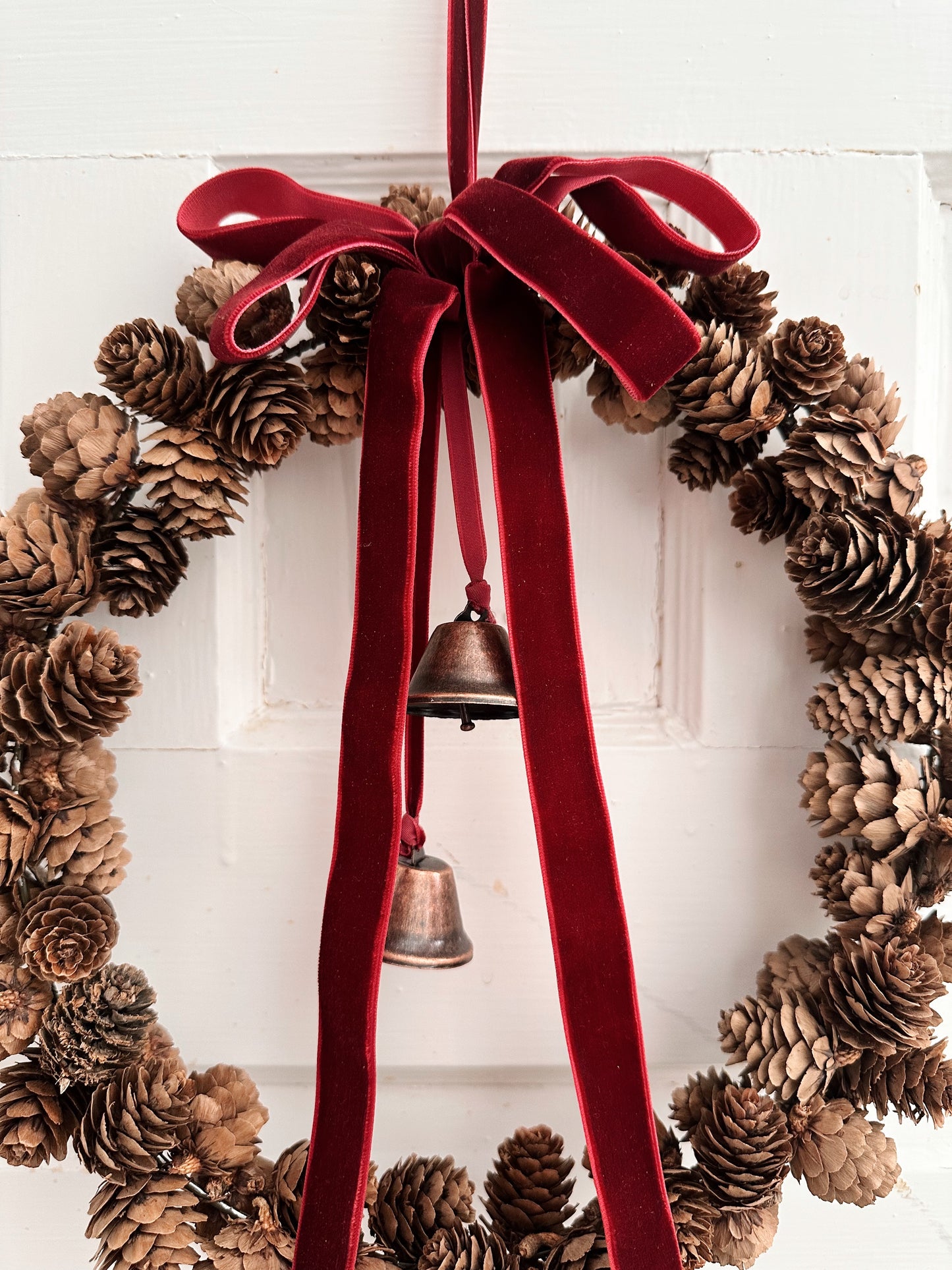 Pinecone Wreath with Bells (small)