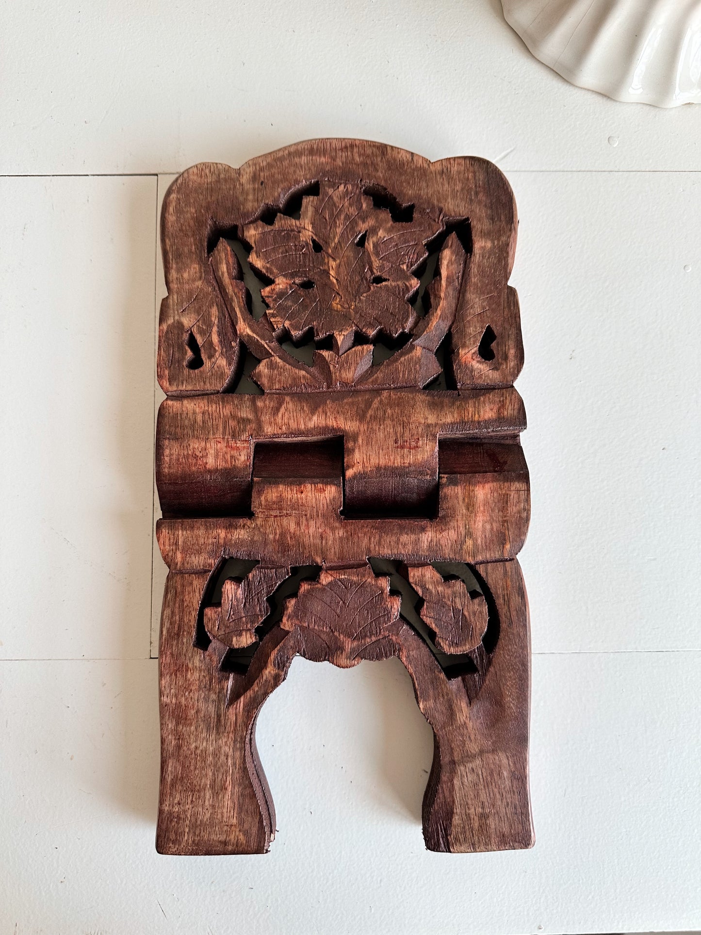Hand Carved Wood Book Stand