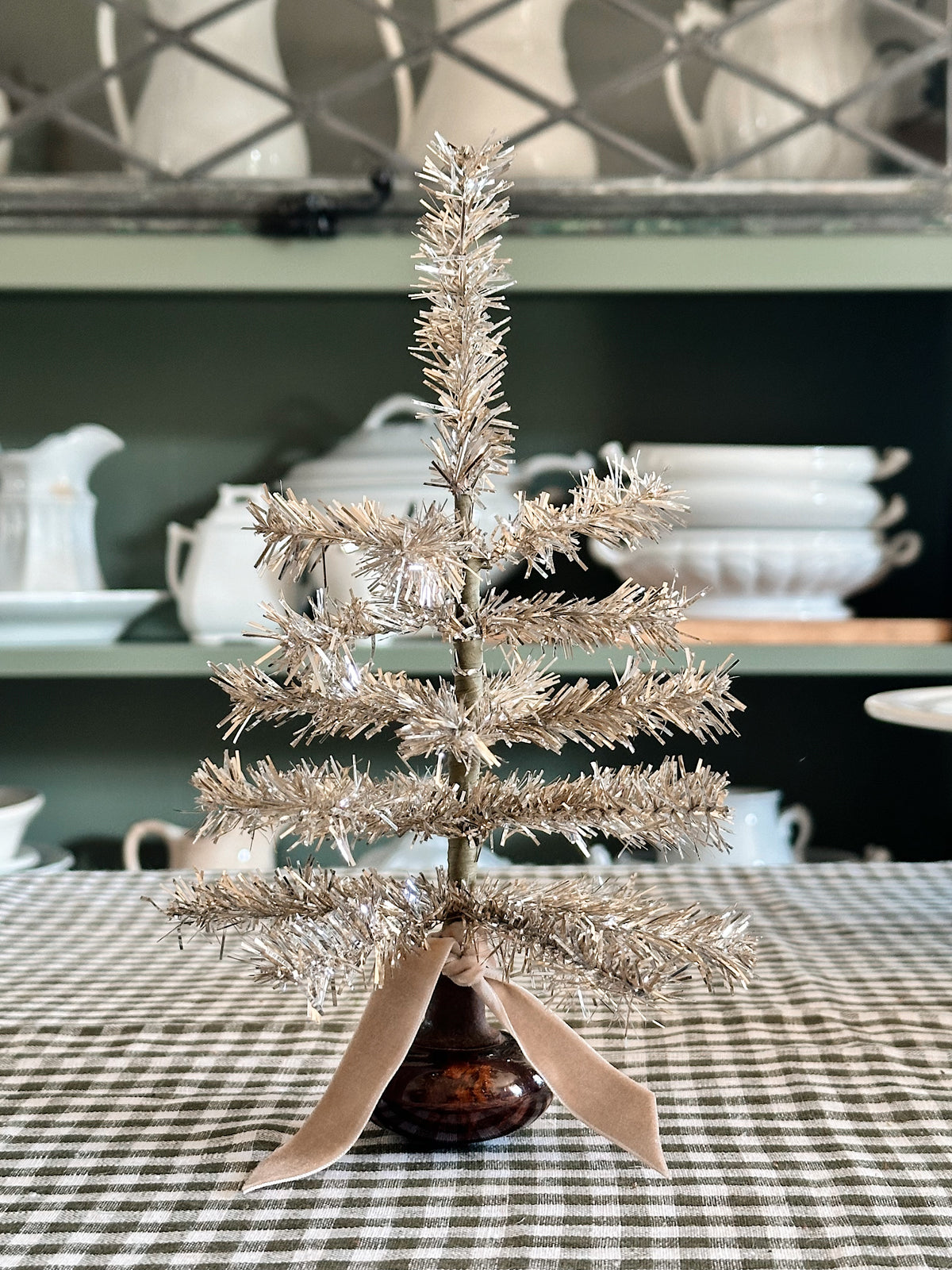 Vintage Brown Porcelain Door Knob Tinsel Tree