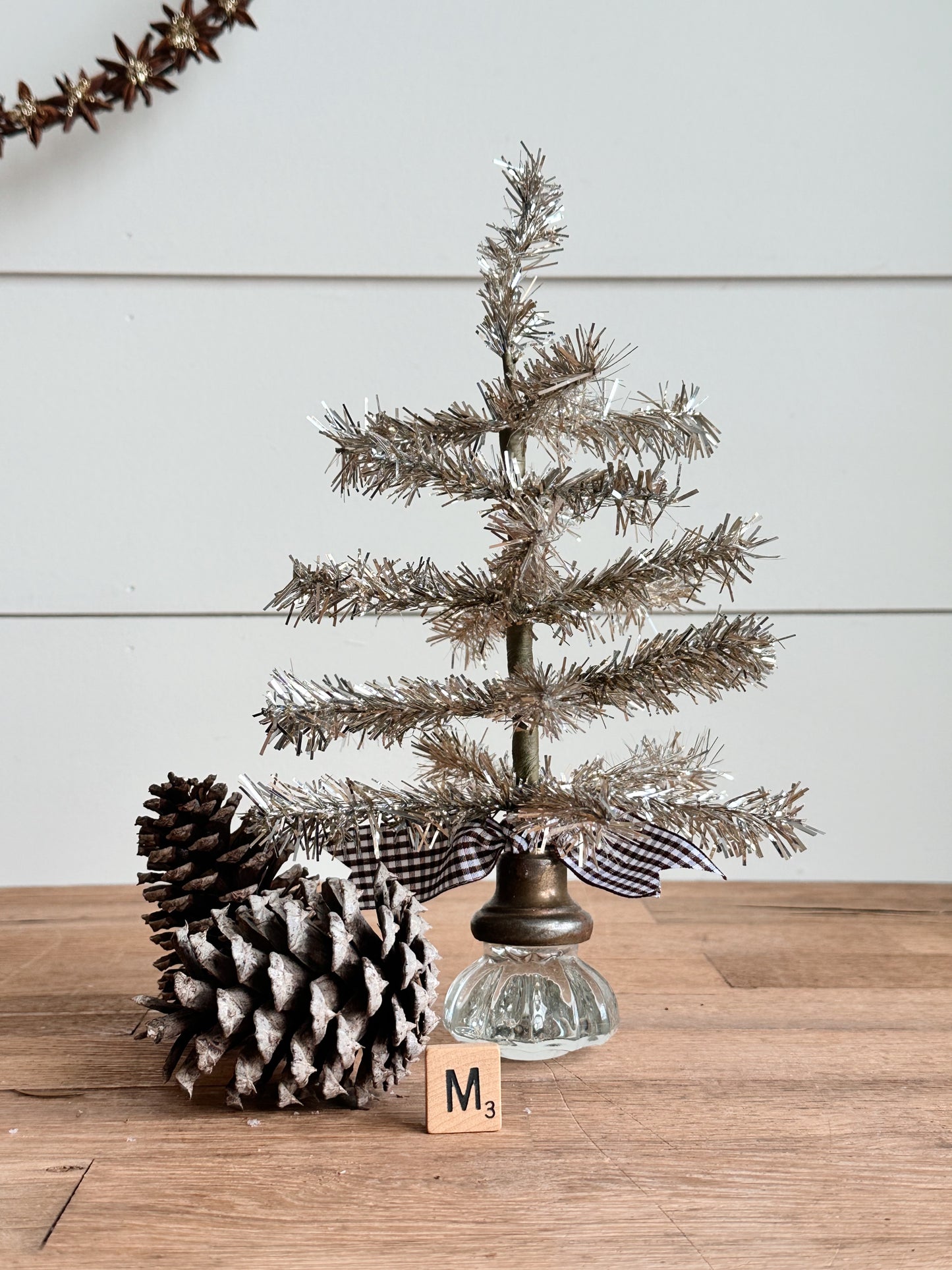 Vintage Glass Knob Tinsel Tree