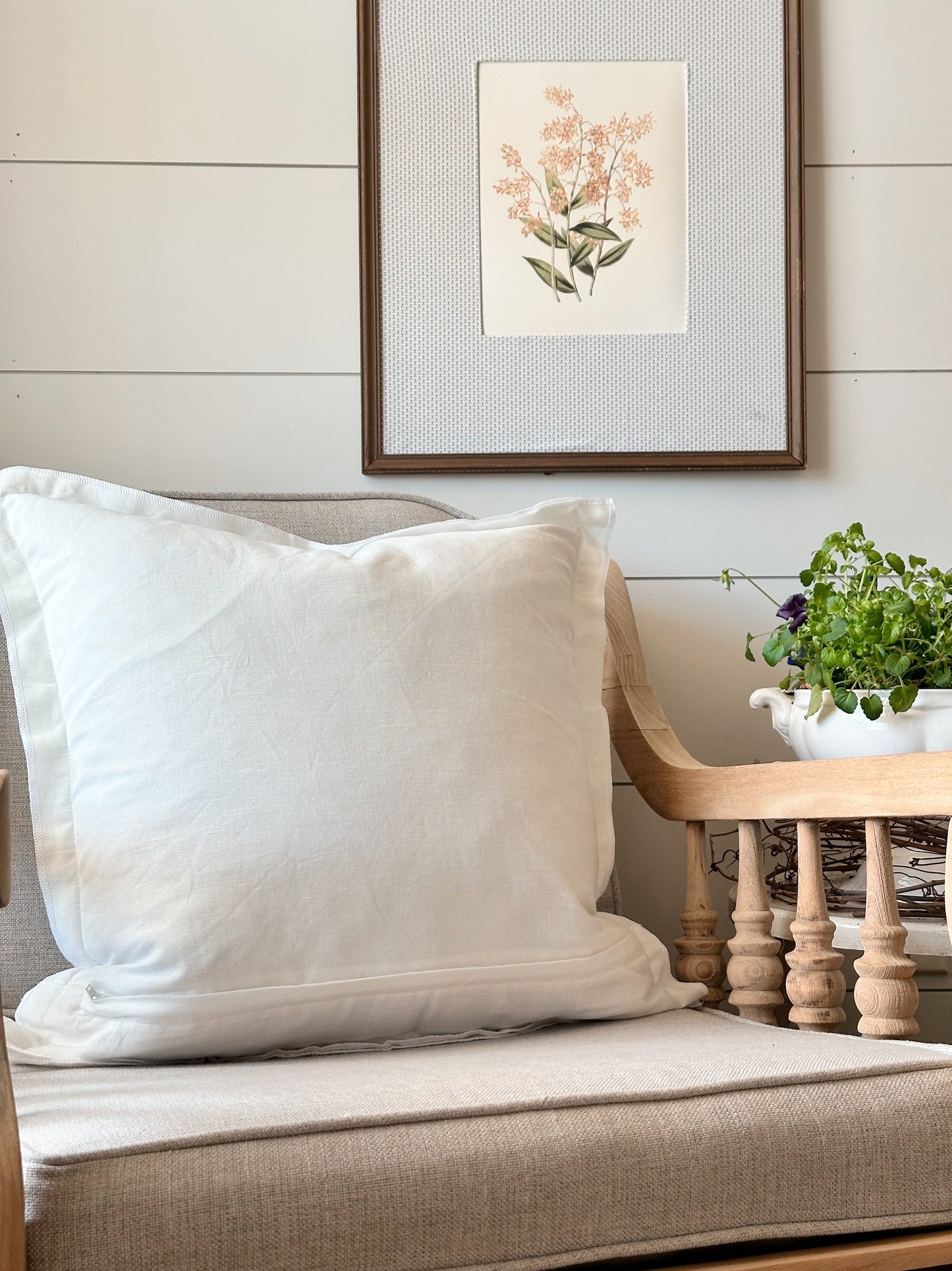 Lucy Block Print Floral Pillow Cover in Yellow