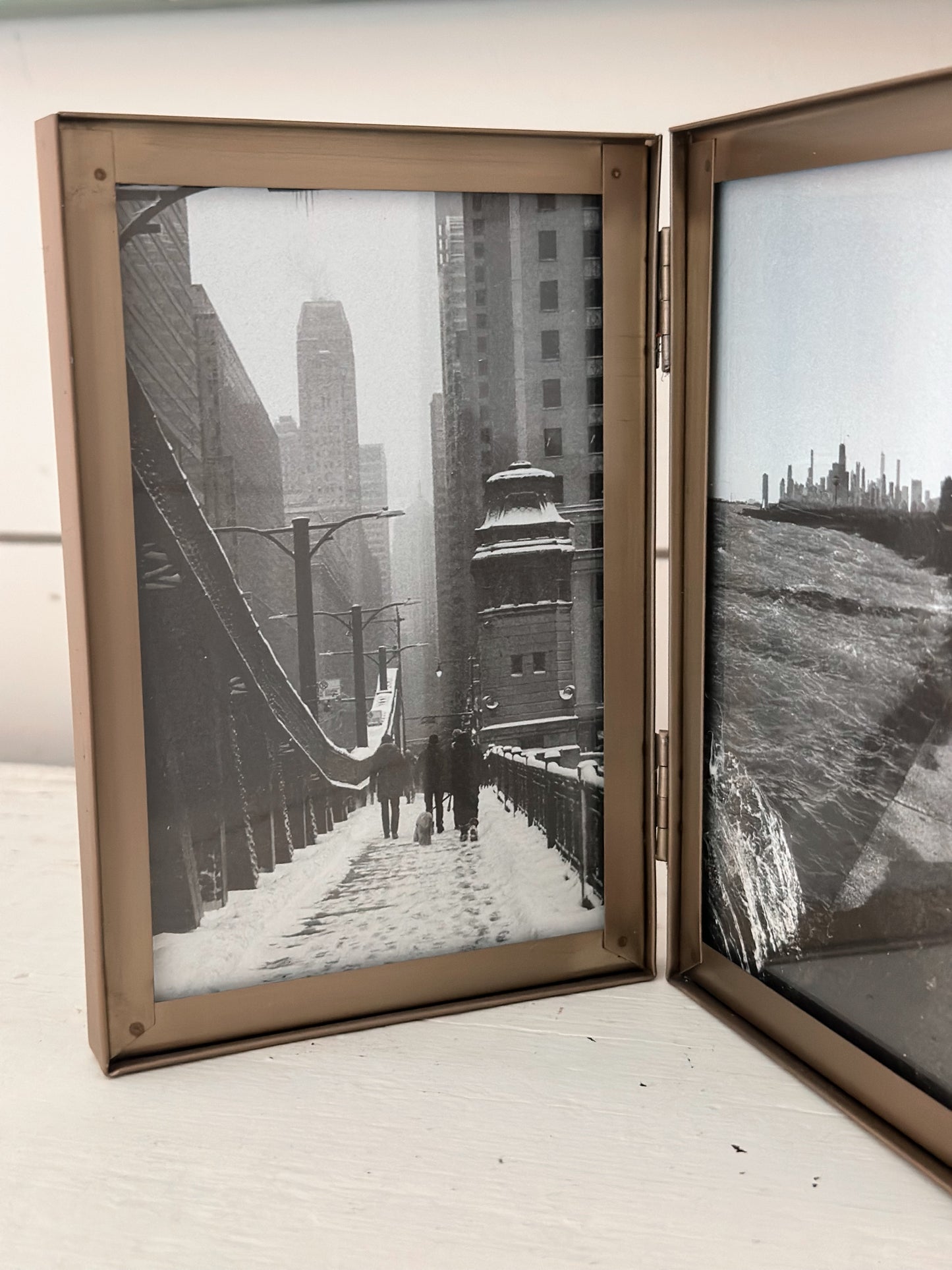 Hinged Golden Brass Photo Frame