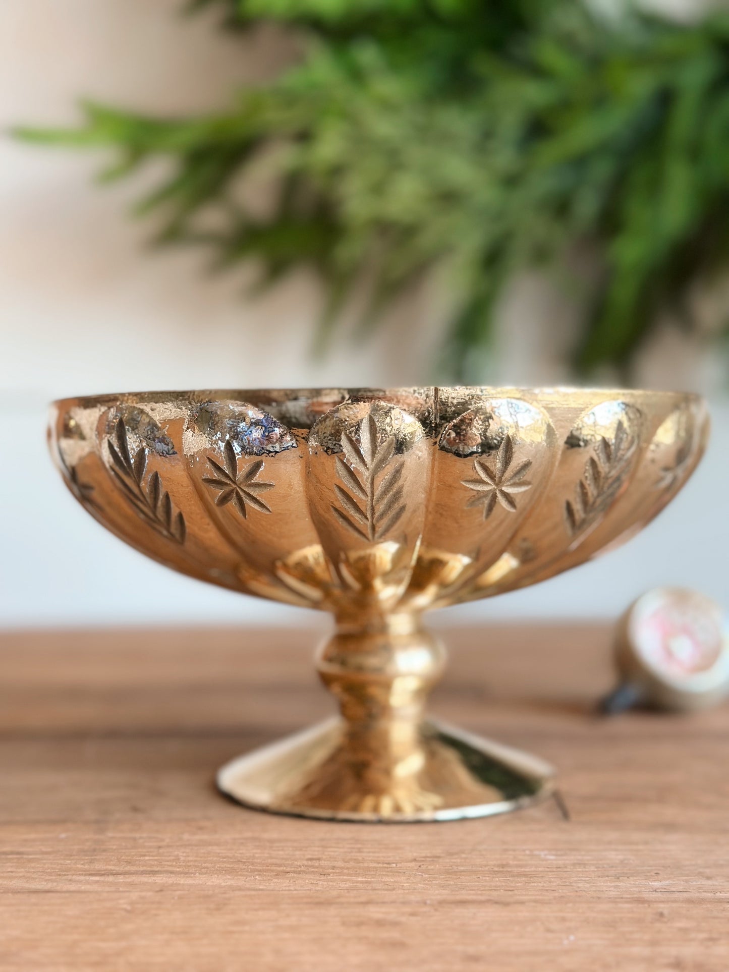 Antiqued Glass Compote