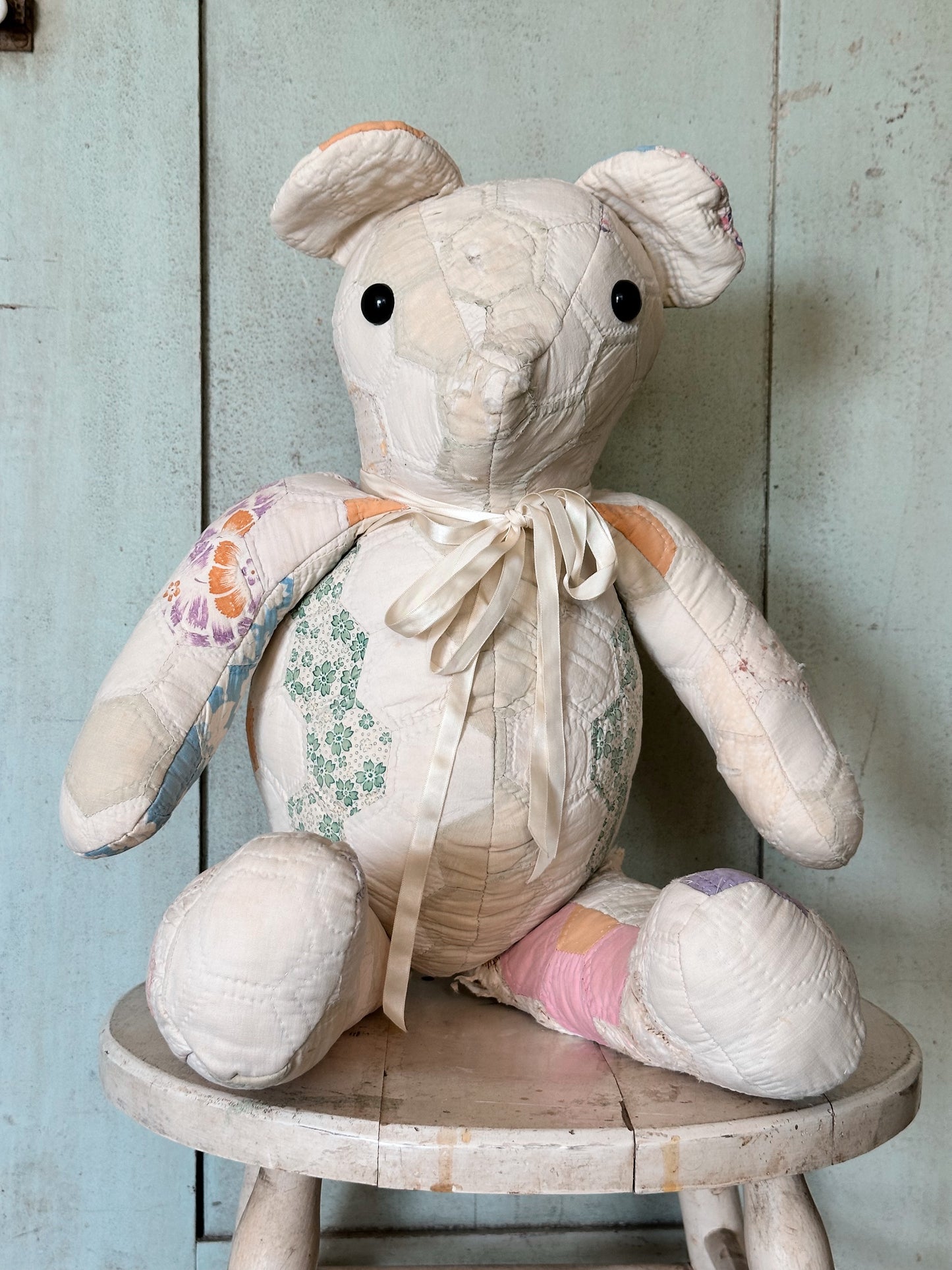 Handmade Vintage Quilt Teddy Bear
