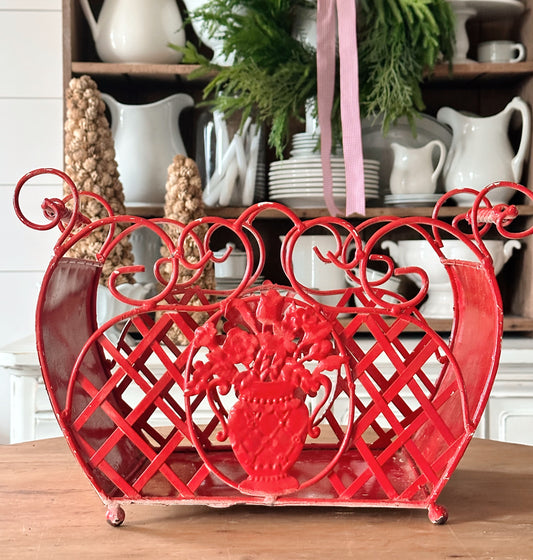 Vintage Metal Basket, Tree Holder