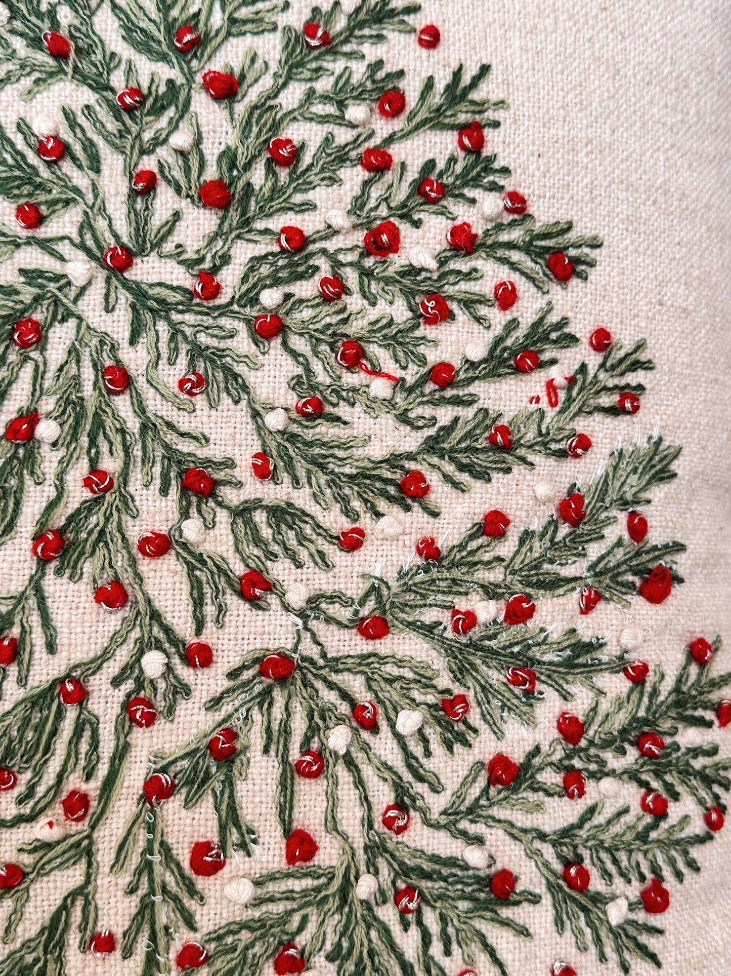 Embroidered Christmas Tree Pillow