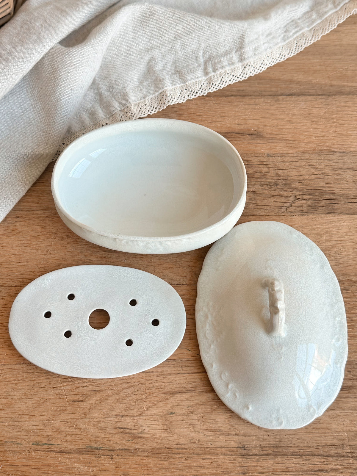Antique Labelle Ironstone Three Piece Soap Box