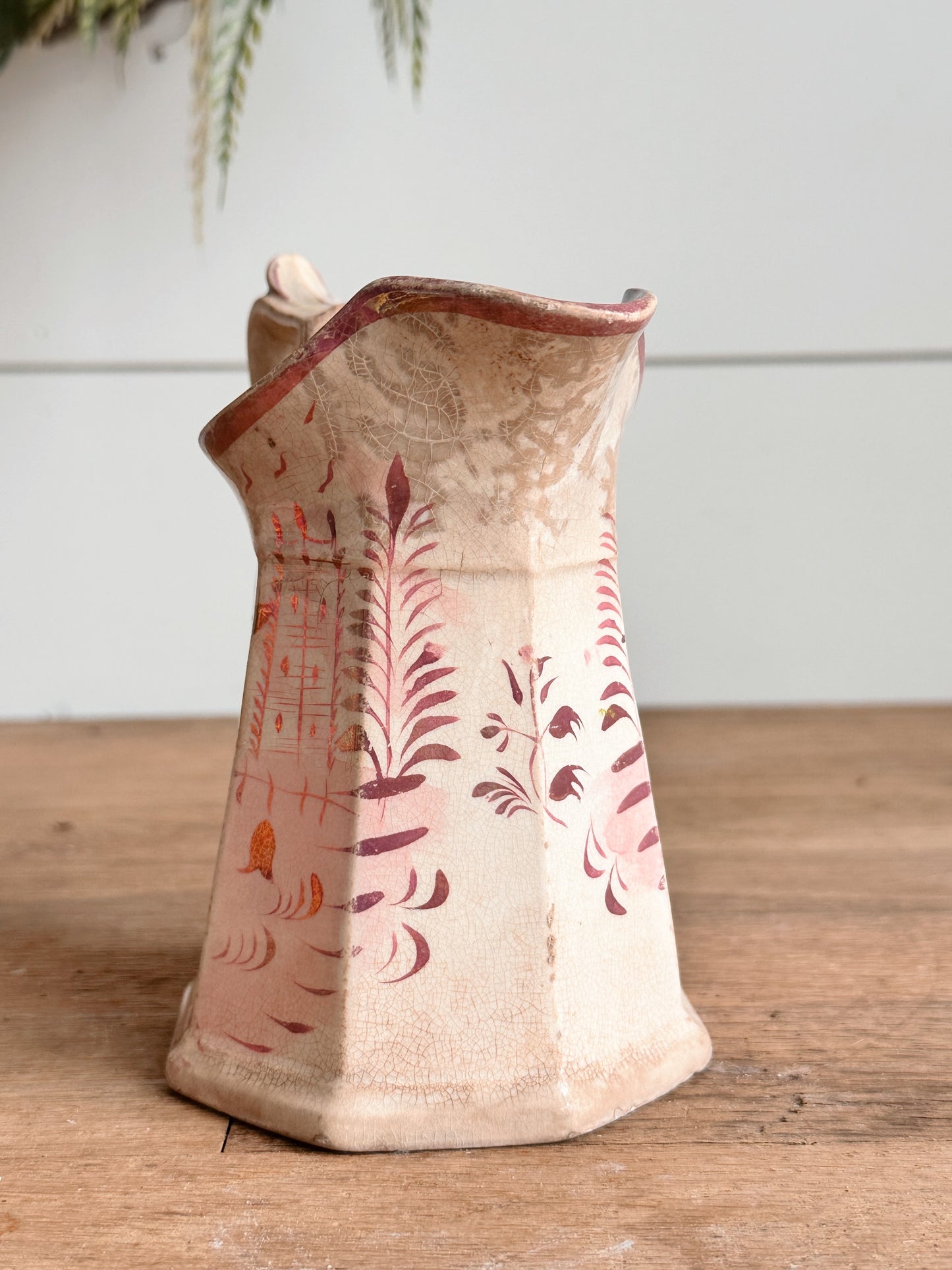 Petite Antique 1800s Sunderland Pink Lusterware Pitcher